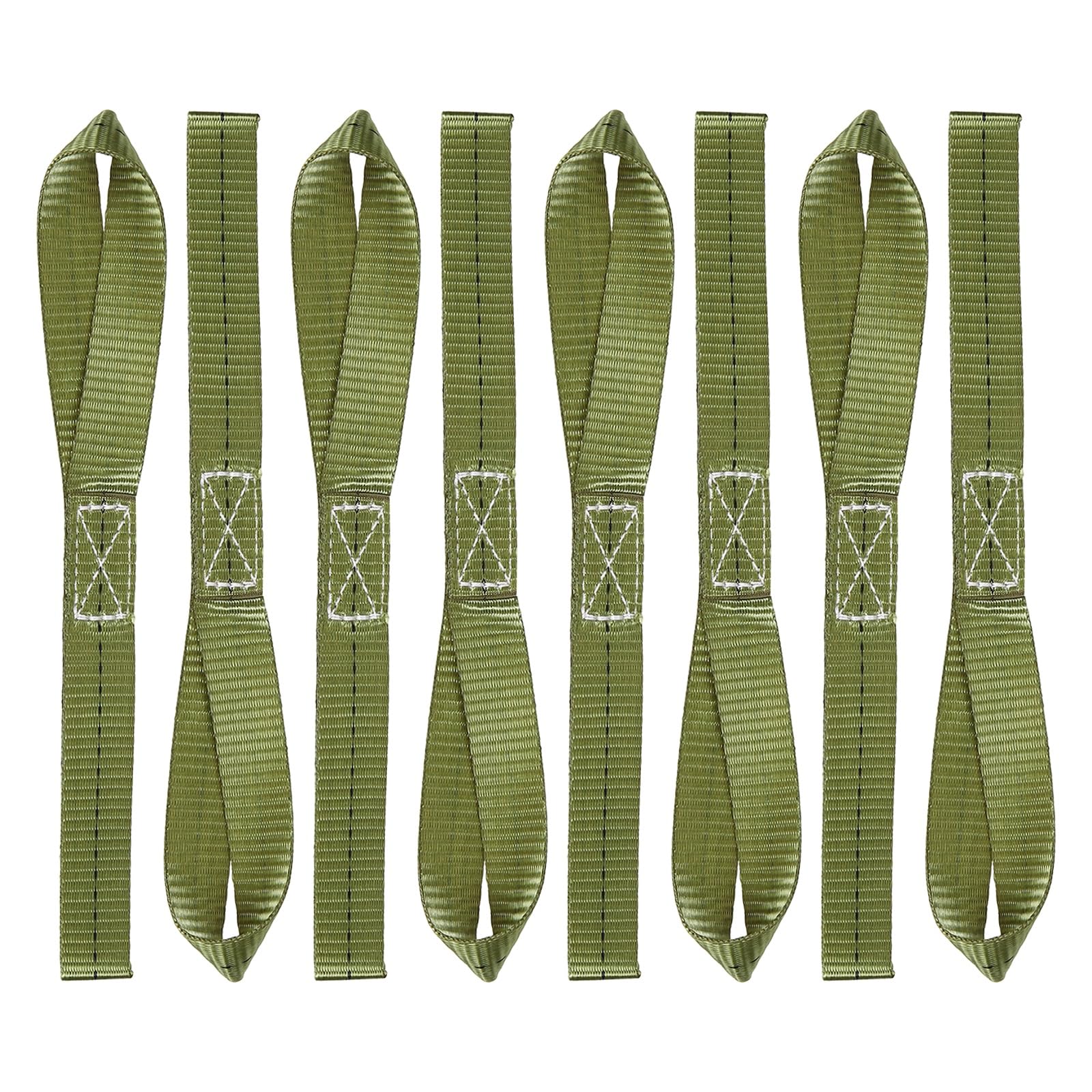 PATIKIL 25 x 300mm Soft Loop Tie Down Straps, 8Pcs Heavy Duty Motorcycle Handlebar Strap Fastening Tie Down Loops for Securing ATV UTV Truck Scooters Lawn Garden Equipment, Olive