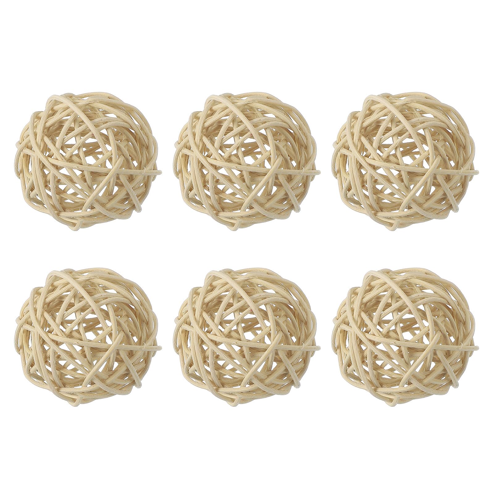 QUARKZMAN 6 Pezzi Palline in Vimini Rattan 2 Pollici Palline Decorative in Rattan Riempitivi per Vasi per Matrimoni Centrotavola Ciotole Decorazione per la Casa, Legno