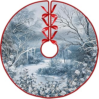 Christmas Nature Christmas Tree Skirt by Leo Walker Red White Cloth Christmas Tree Base Cover Skirts Decor for Xmas Party Holiday Home Garden Tree Skirt 36 Inch