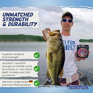 TrikFish Fluorocarbon Fishing Line Fluoro Fishing Line for Freshwater & Saltwater Fishing Ultra Strong, Virtually Invisible Underwater, and Smooth Casting Premium Clear Fishing Line