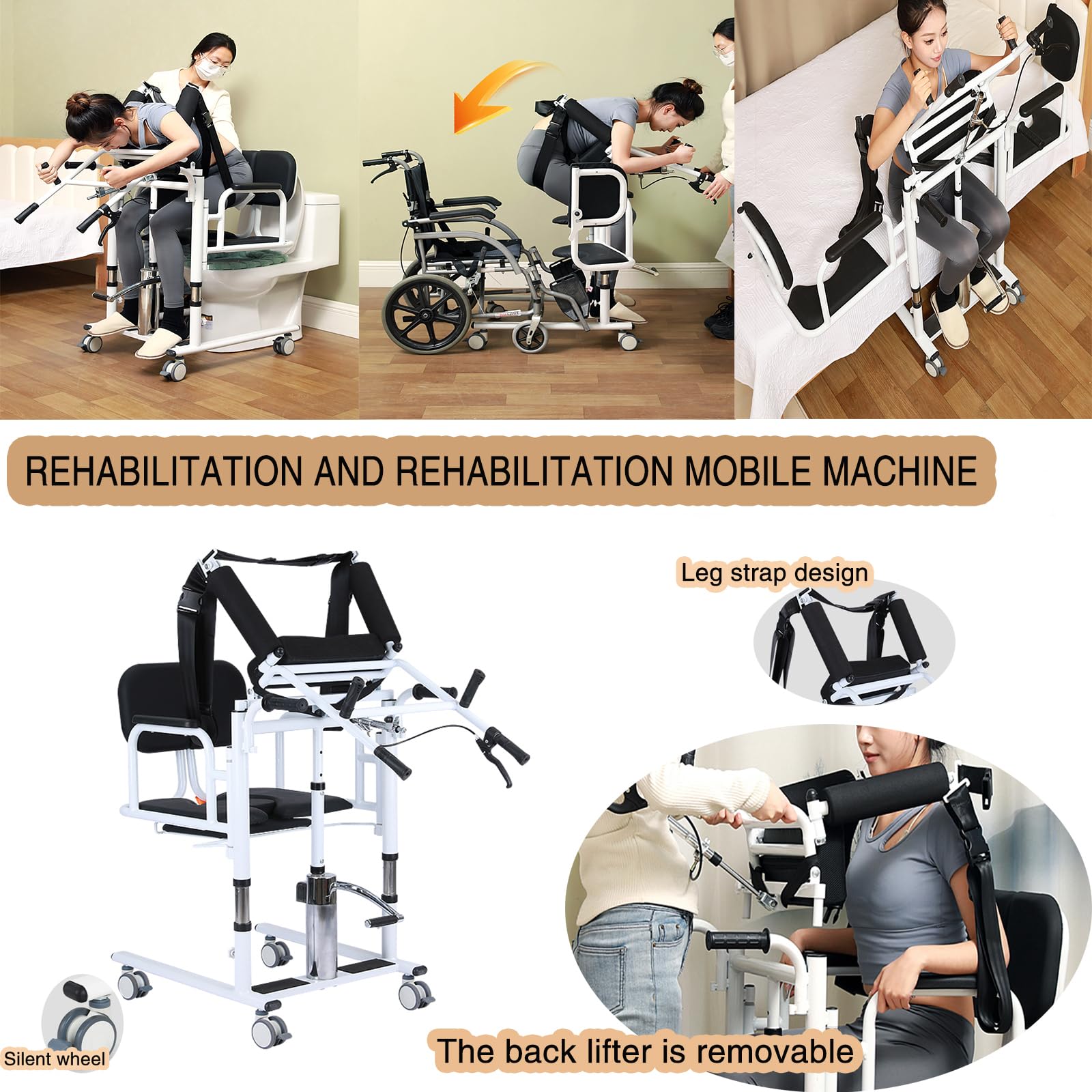 Silla elevadora de Transferencia para Pacientes, Ligera, para Ducha, con Dispositivo de Asistencia para el hogar, para Personas Mayores y discapacitadas,Altura y Ancho