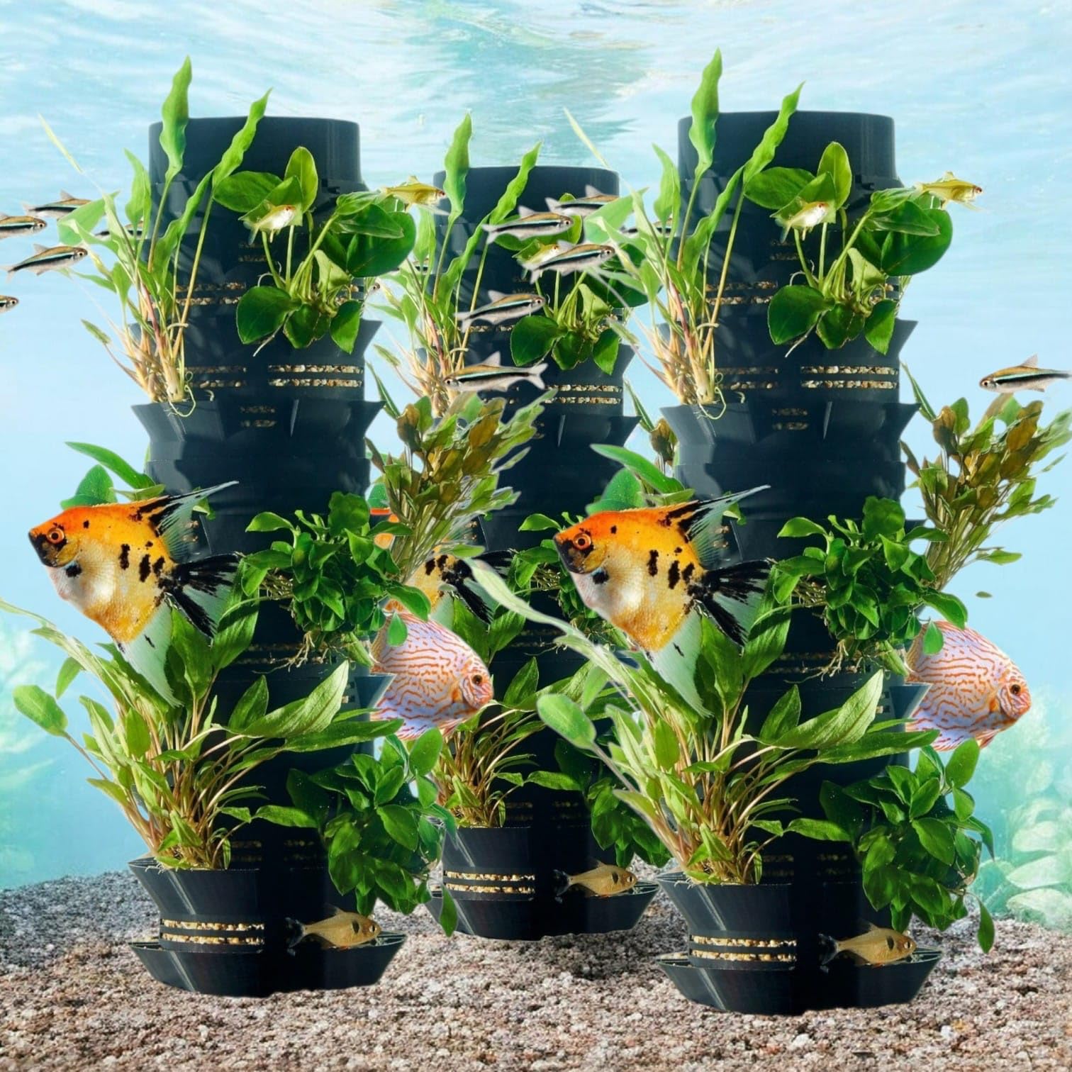 Habistax Black Modular Aquarium Planter Hardscape – Nutrient-Rich System For Planted Tanks & Aquascaping