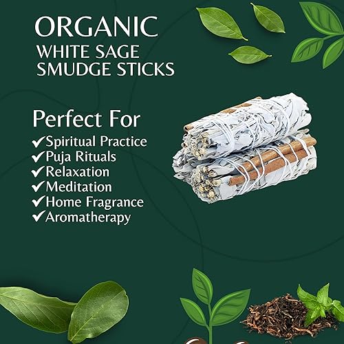 Vista 45 de Paquete de 3 barras de mezcla de salvia blanca para limpieza, meditación, yoga y manchas, salvia blanca orgánica mezclada con canela, copal, ruda