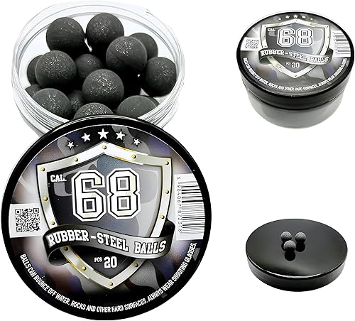 20 bolas de acero de goma de mezcla dura de alta calidad, bolas de paintballs para entrenamiento de tiro, pistolas de defensa personal y de defensa