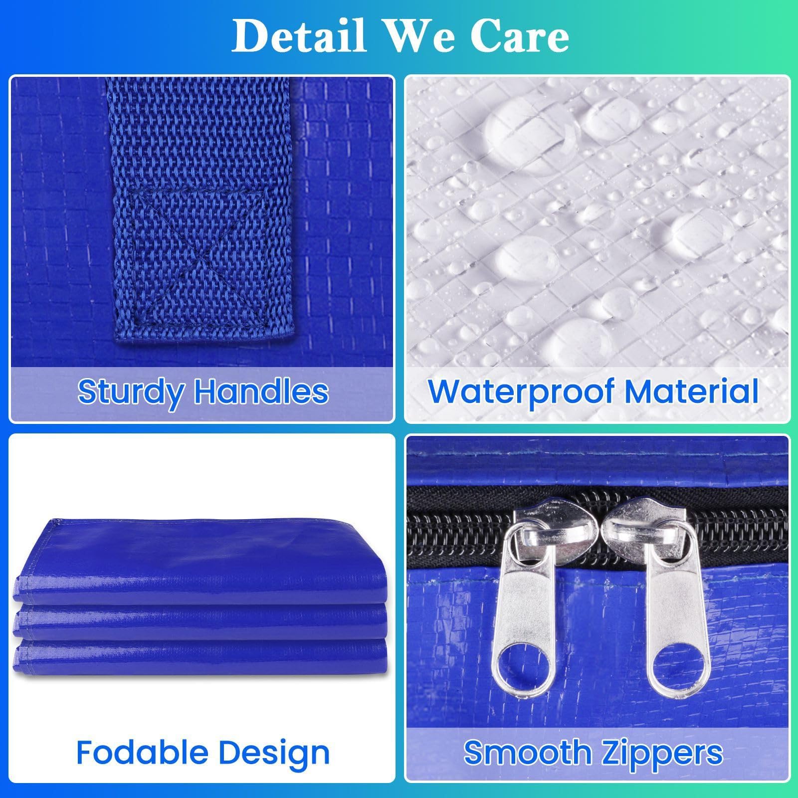 Bolsas para mudanzas grandes y extra resistentes, Bolsas para guardar ropa, Contenedores con capacidad, Embalaje de cajas para mudanzas, Suministros universitarios, resistentes, grandes con correas
