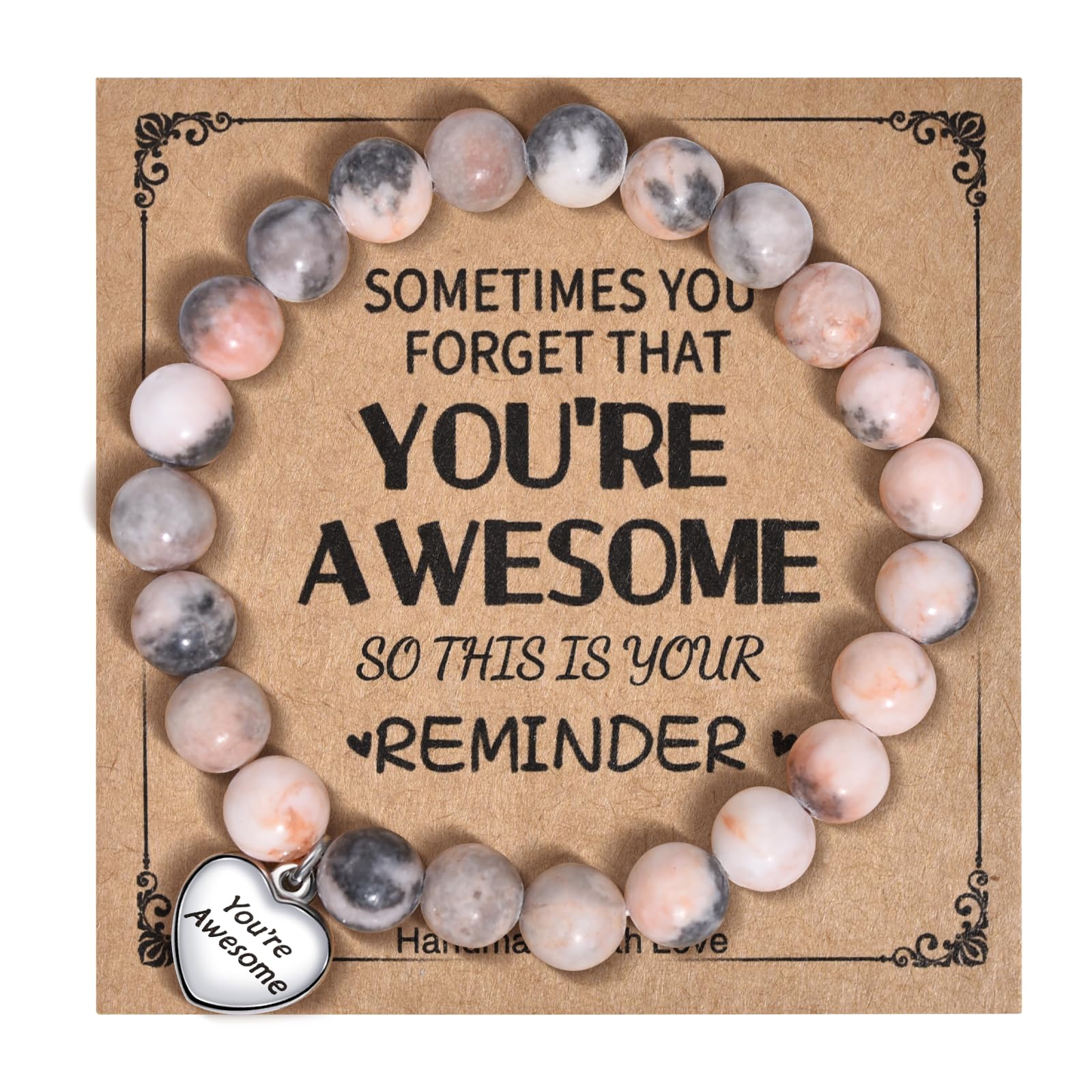 VGWON Unique Inspirational Gifts for Women Natural Stone Bracelets Best Friend Birthday Gifts for Women Teen Girls Sometimes