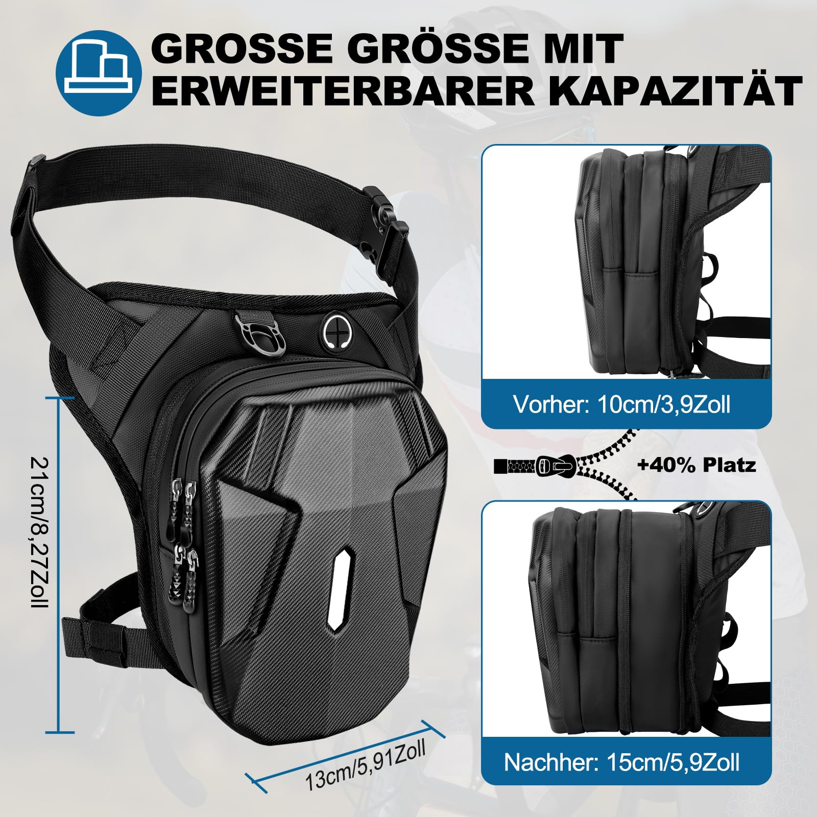 ISEYOU Beintasche Motorrad, Oberschenkeltasche für Herren Damen, Leg Bag mit Abnehmbare Beingurte Multifunktionstasche für Wandern, Camping, Klettern, Laufen, Sport und Arbeit Gepäckrollen