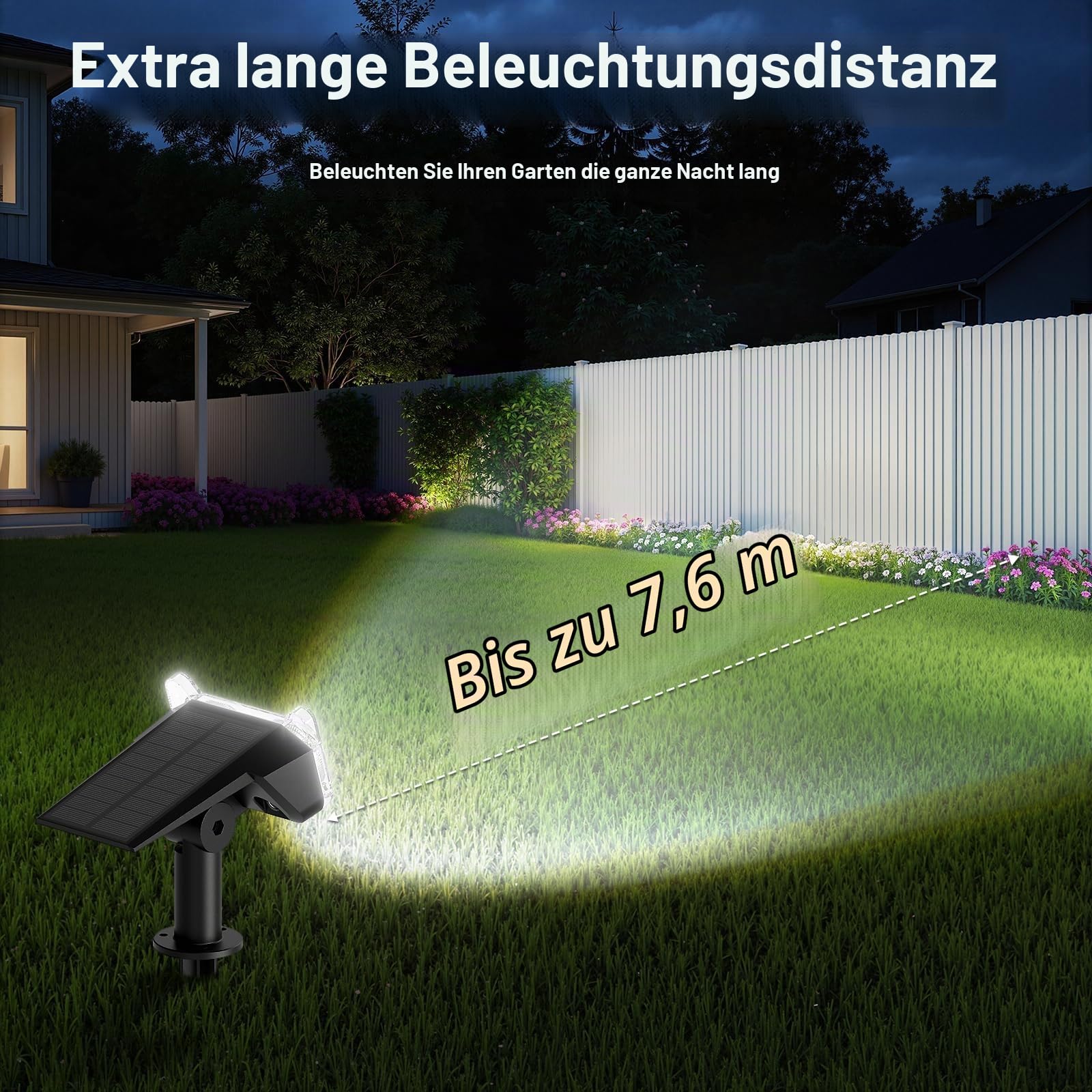 GEARLITE 6 Stück Solarlampen für Außen Garten, 2 Modi Superhelle 800 Lum Solar Strahler Max 30 Stunden Arbeitszeit 3500K Weißes Licht Gartenleuchten IP65 Gartenstrahler für Außen Bäume Garten Weg Deko