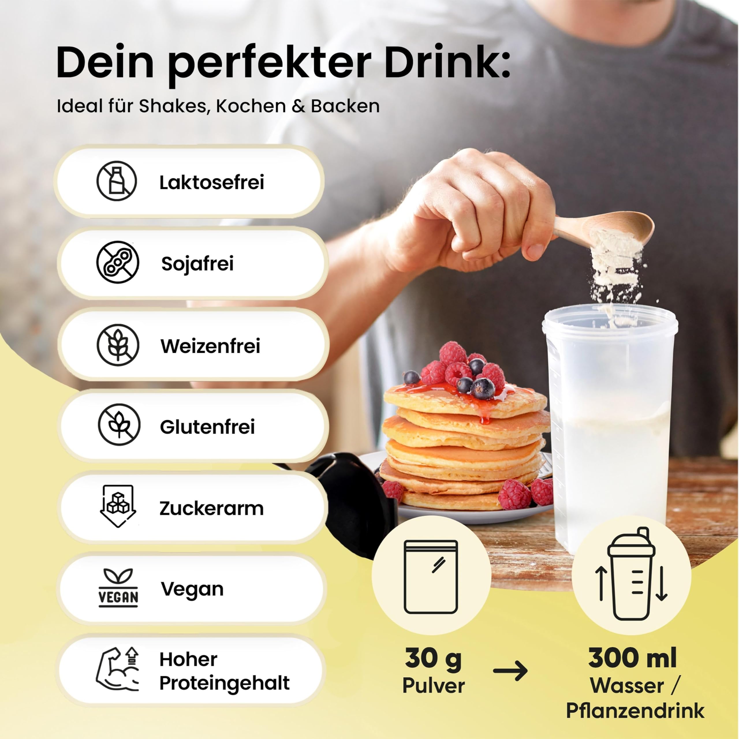 Veganes Proteinpulver Vanille 900g – Pflanzliches Eiweißpulver ohne Laktose, Gluten & künstliche Aromen. Premium-Qualität mit natürlichem Vanillegeschmack