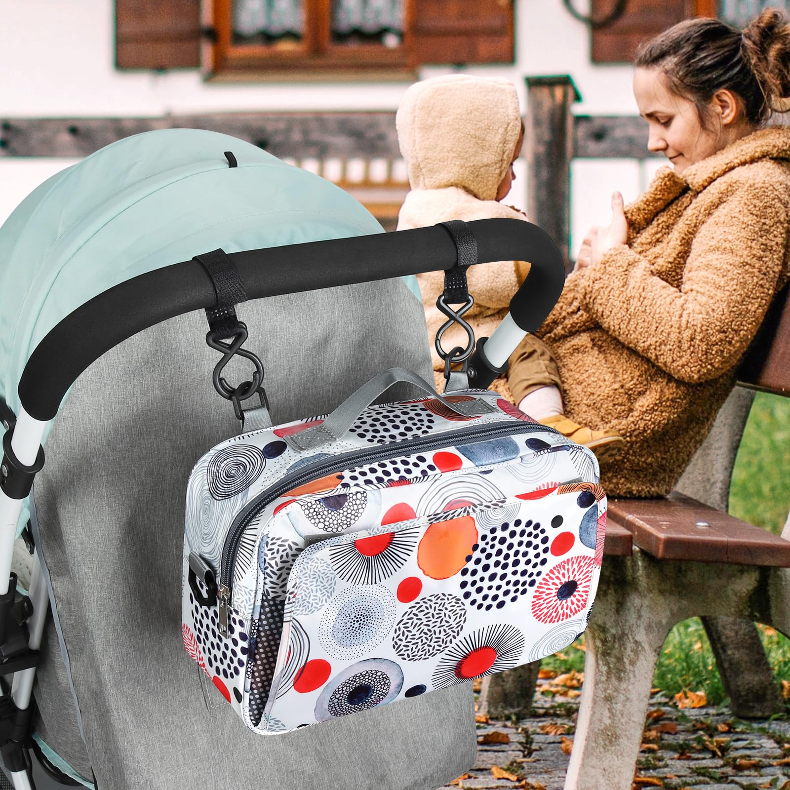 Accmor Organiseur universel pour poussette avec poche isotherme pour porte-gobelet, double usage, grande capacité, accessoires pour poussettes Uppababy, Doona, Nuna