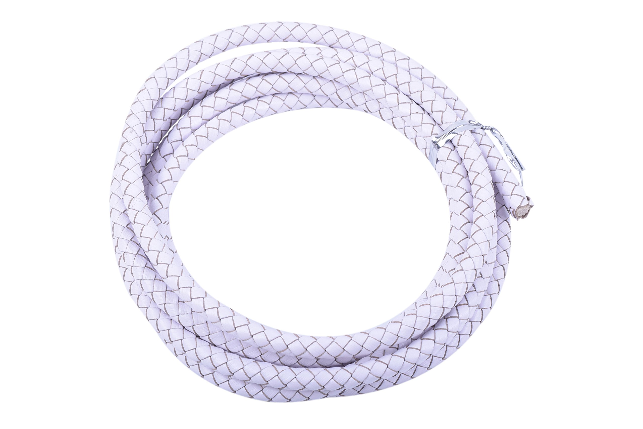 KONMAY 1.8Meters White 6.0mm Round Braided Genuine Bolo Leather Cord for Jewelry and Craft Designs (6.0mm, White)… — image 1