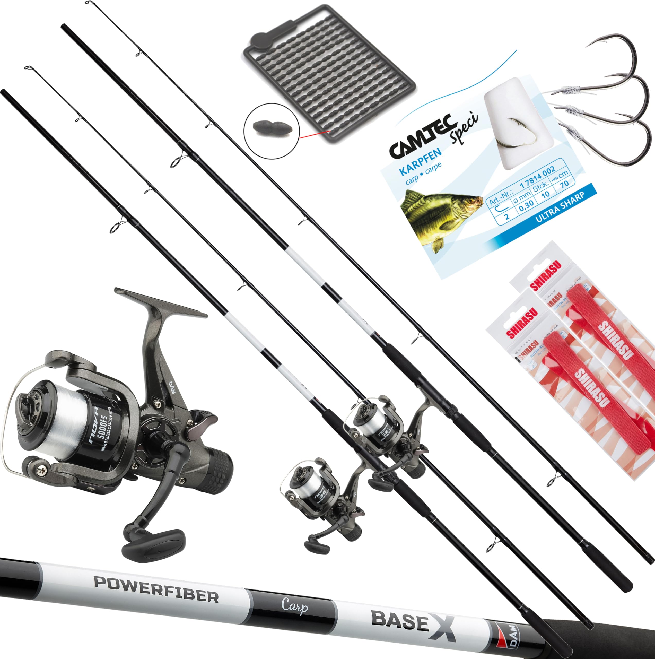Fischzeux Karpfen Set komplett Profi CarpFX - Angelset 2 Ruten 2 Freilaufrollen
