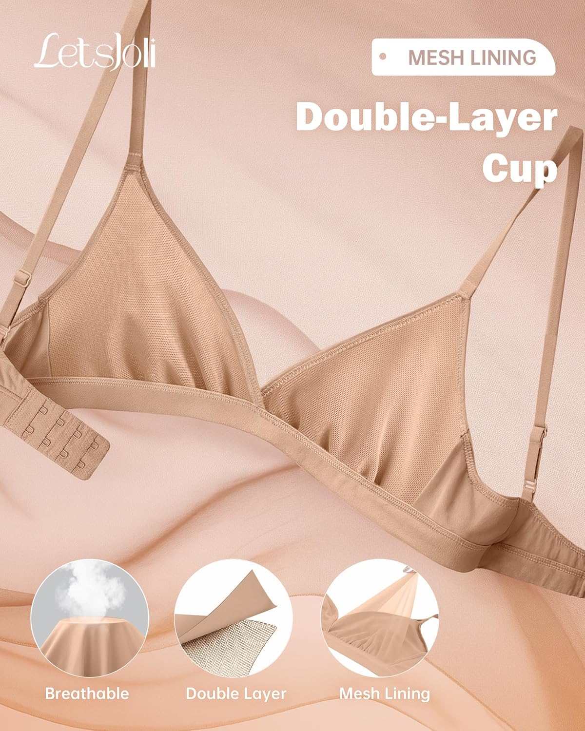 Triangle Bralettes for Women Wireless Bras Plunge Unlined No Underwire Seamless Comfortable Everyday Bras - Image 5