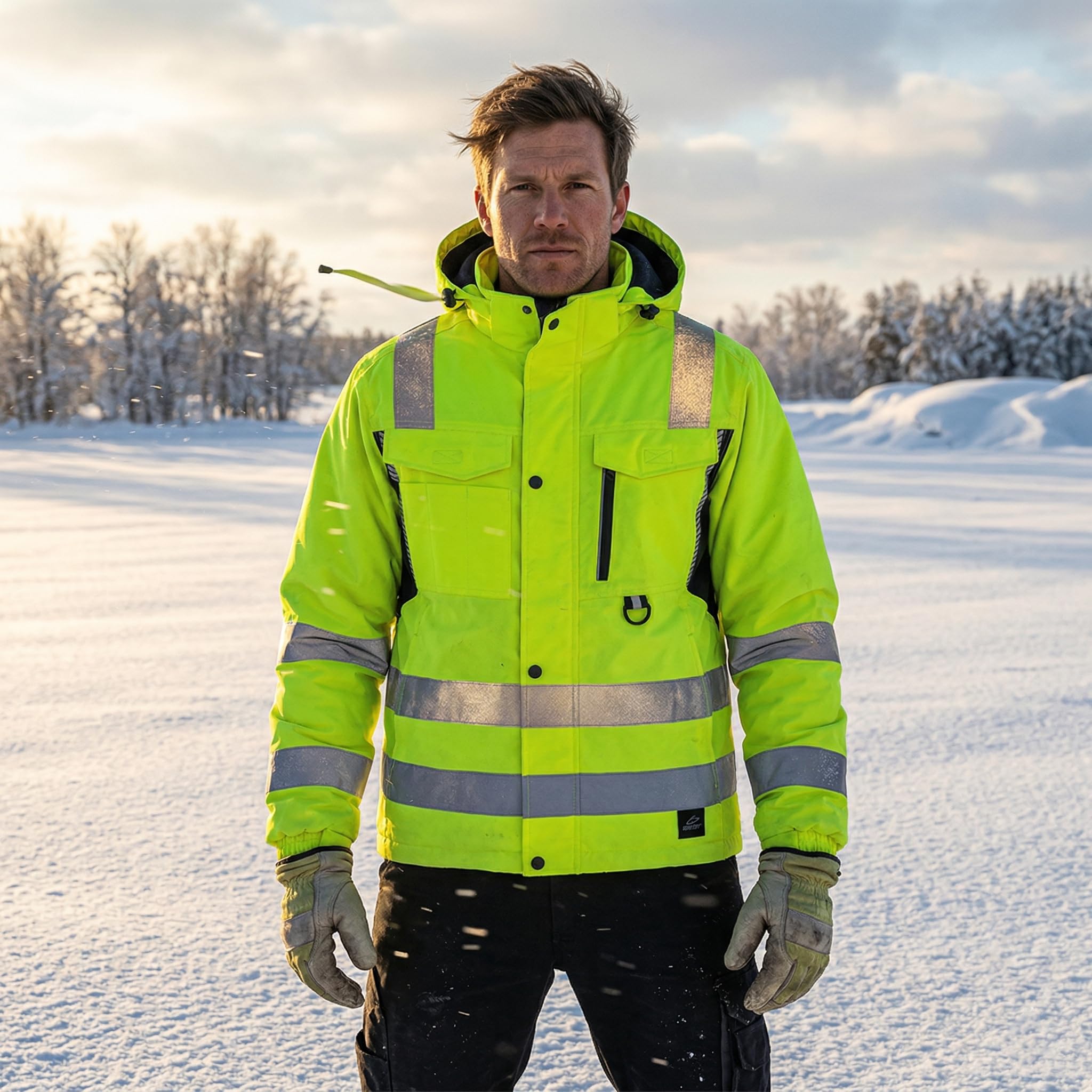 BWOLF DRIFT ICE Arbeitsjacke Herren Winter Arbeitsjacke Herren Wasserdicht Reflektierende Jacke Herren