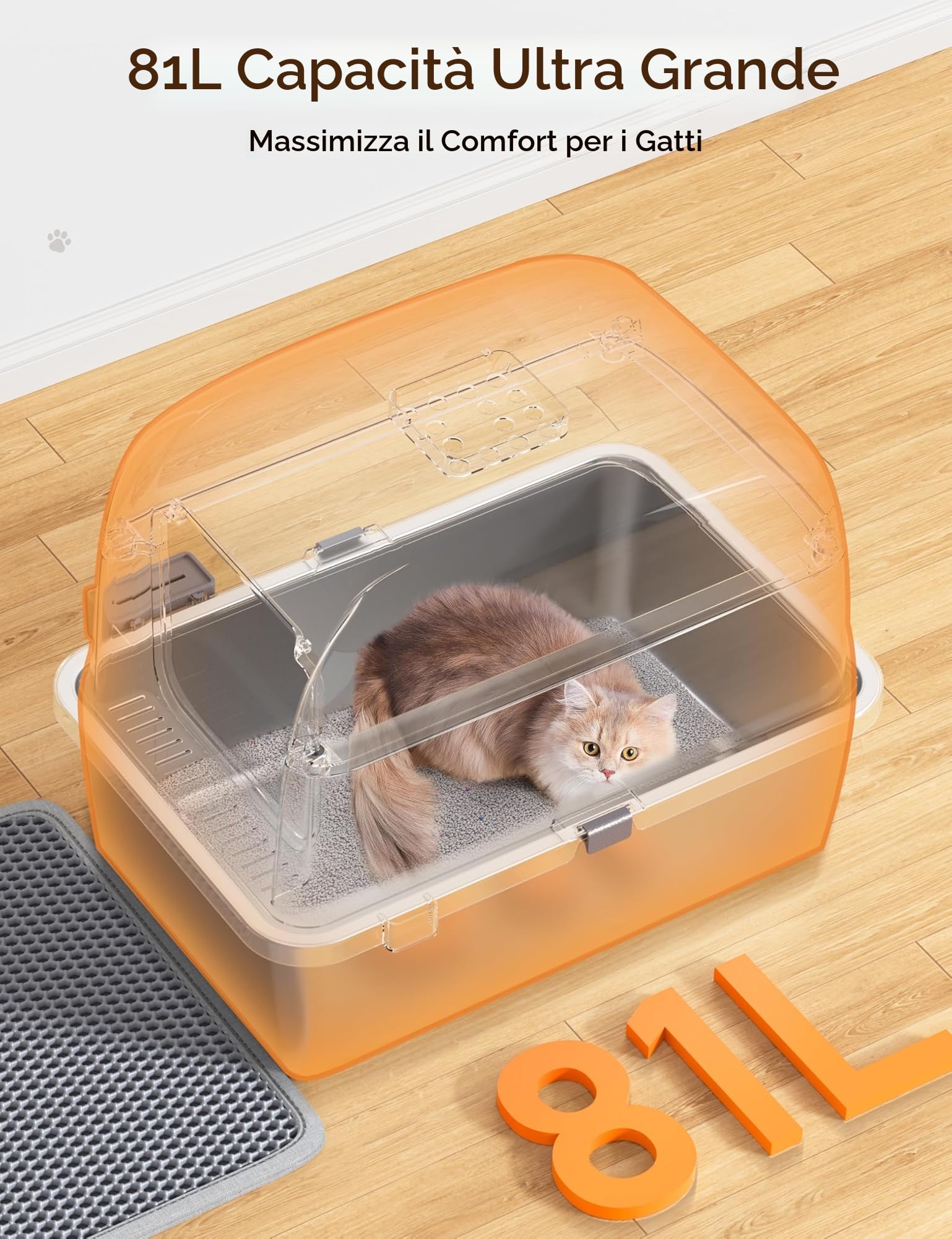 Meowant Lettiera Gatto in Acciaio Inox, Lettiere XXL, Nascosta Design Chiuso, Toilette Grande per Gatti di Grossa Taglia, Antiaderente, a Prova di Perdite, Staccabile e Facile da Pulire, Grigio