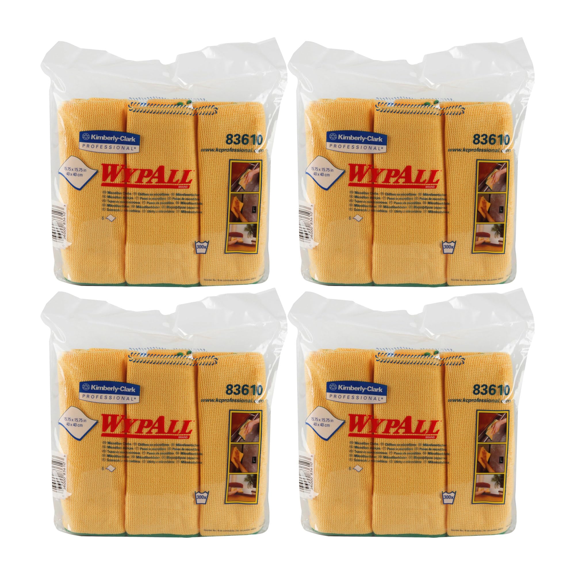 Wypall Paños de Microfibra 8394, 4 Paquetes portátiles x 6 paños Amarillos