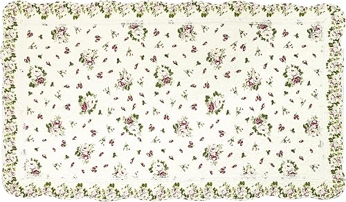 Miniatura 4 de USTIDE Alfombra de algodón natural de 3 x 5 con diseño de flores de rosas, capullos de flores de rosas desgastadas, lavable a máquina, para