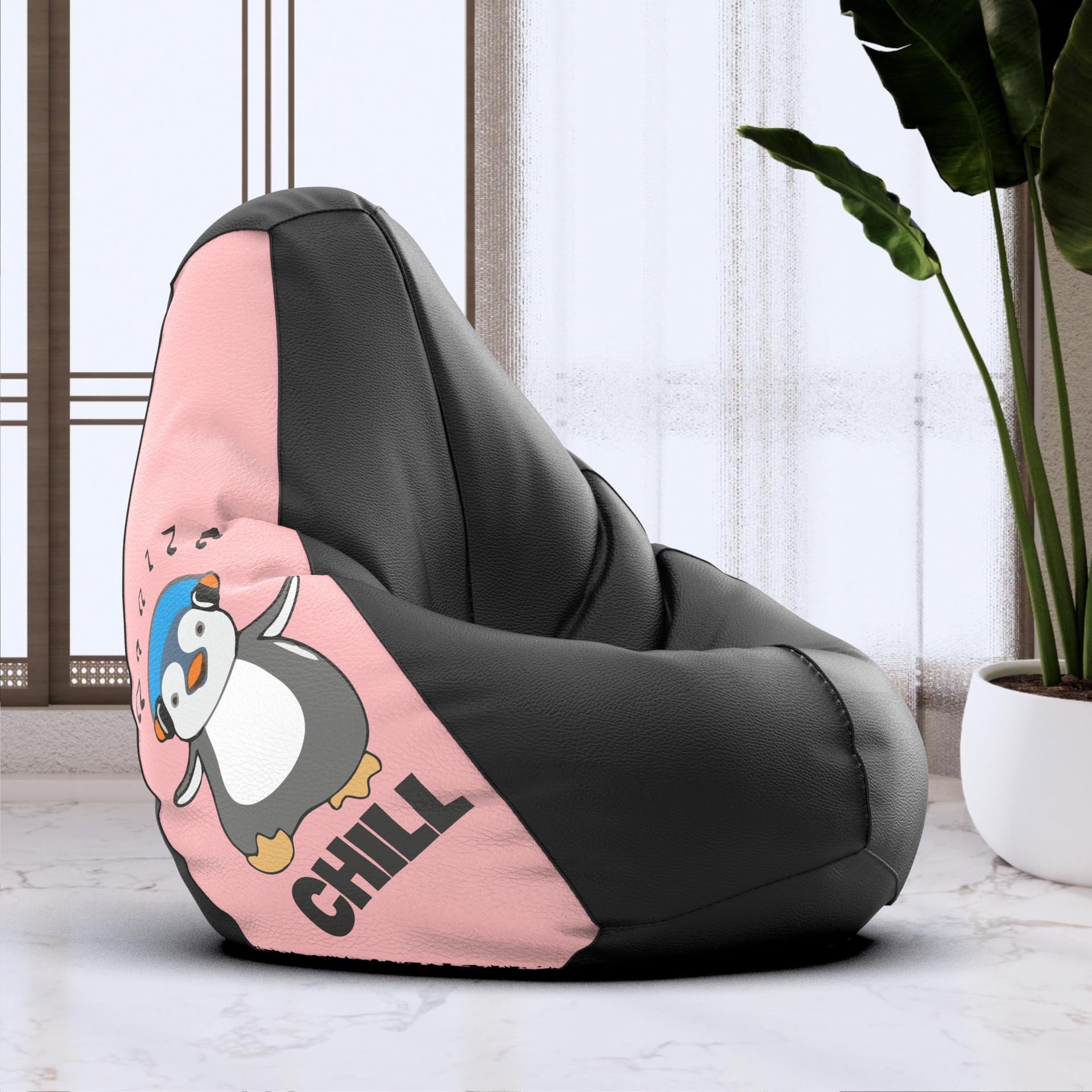 Bean Bag Chair Cover | Size: 3XL | Color: Chill - Black Peach | Without Beans | Premium Leatherette Cover (CMF 2490)-image-42