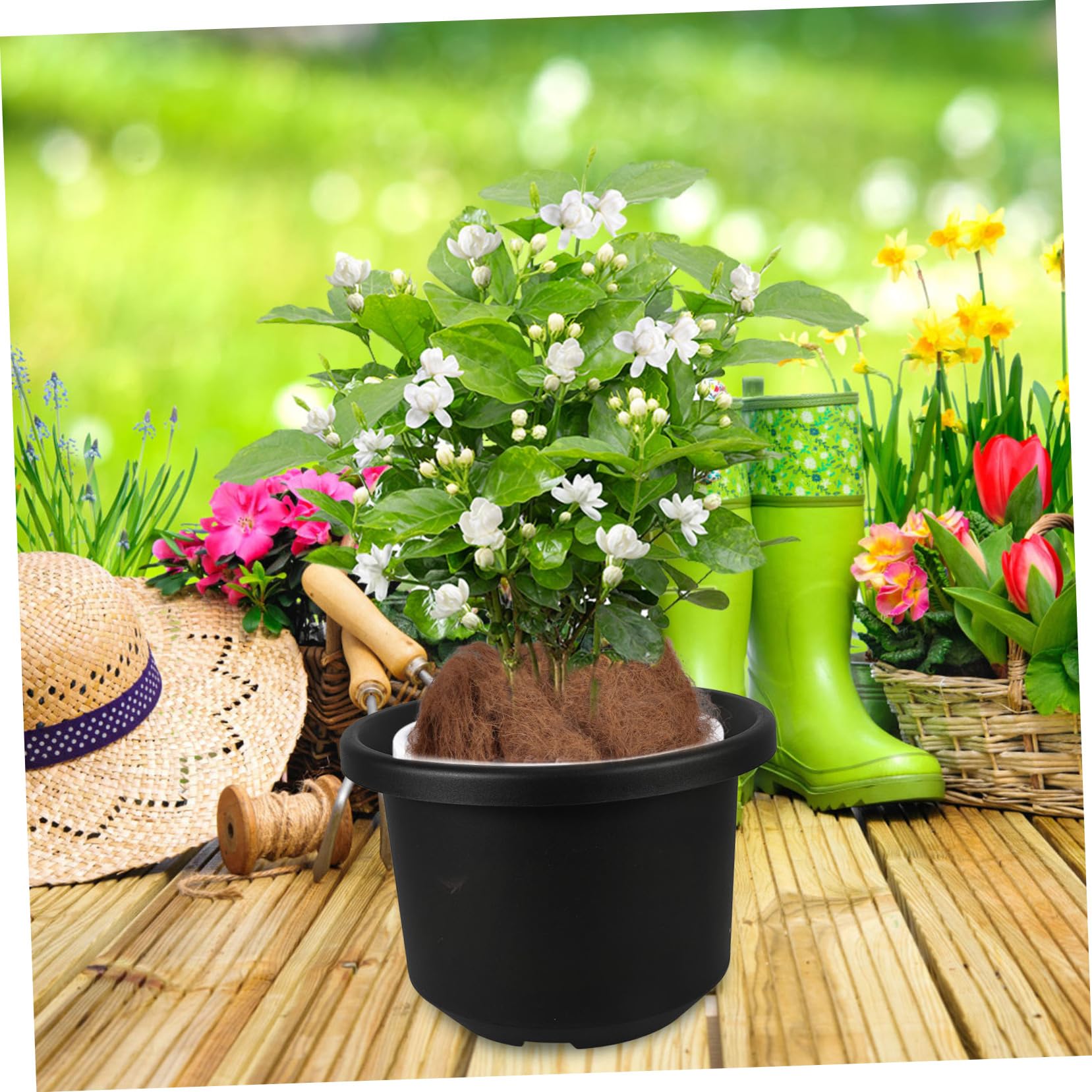 Fibra Vegetal Para Macetas y Mantillo Transpirable Para Jardinería Interior y Exterior, Fibra Plantas 500g, Retención De Humedad y Protección Contra Animales