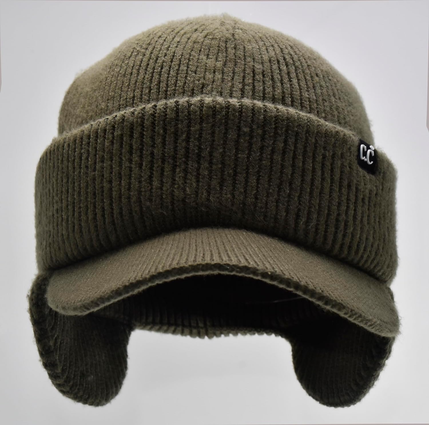 C.C Beanie Strechy Snug Fit Soft Knit Hat with Visor Brim & Ear Warmer Flaps - Image 5