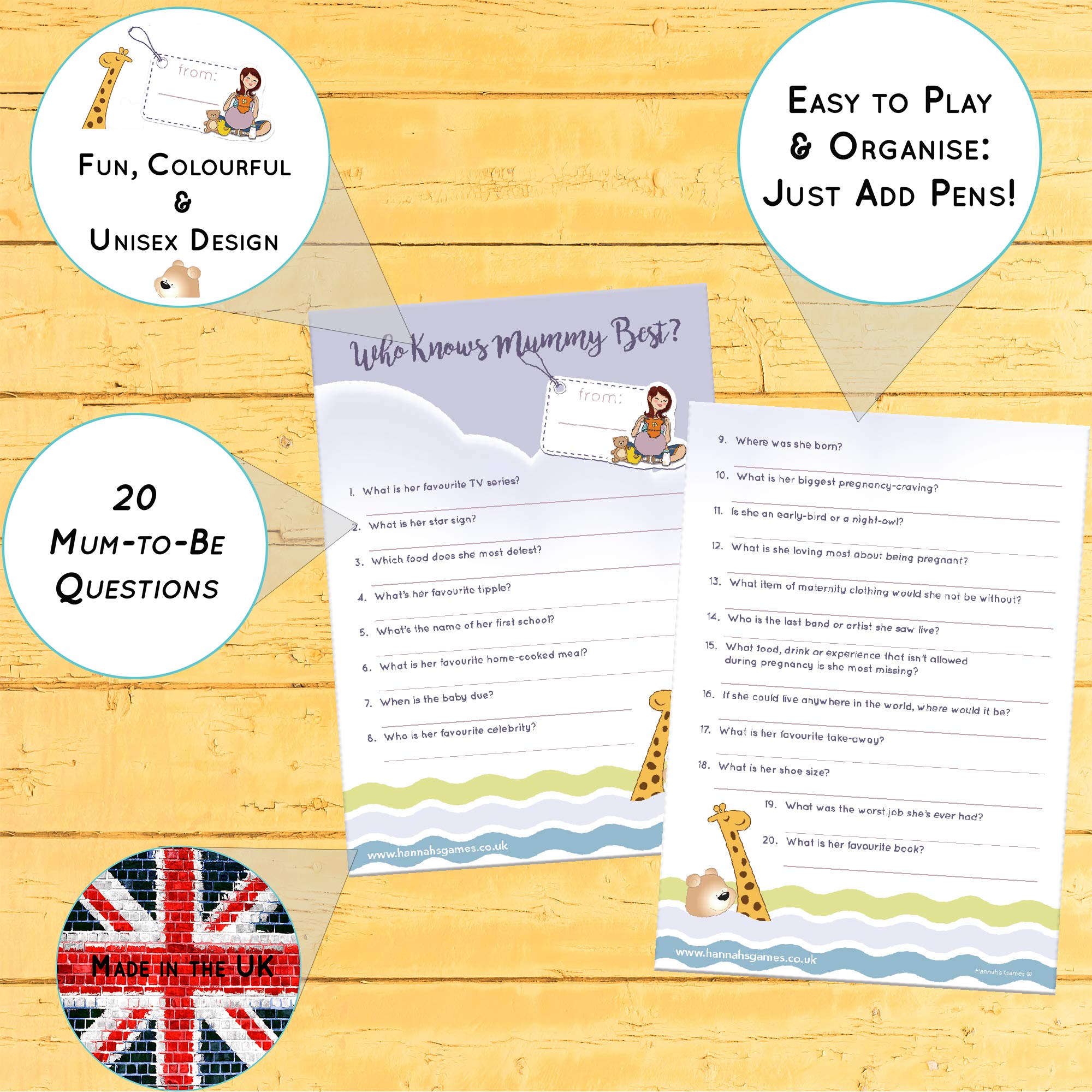 Who Knows Mummy Best Quiz 10 Sheet Baby Shower Quiz Game Perfect