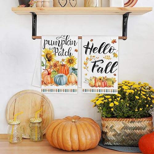 Miniatura 5 de pinata Juego de 4 toallas de cocina de otoño, toallas de cocina de Acción de Gracias, toallas de mano de camión para baño, decoraciones de otoño