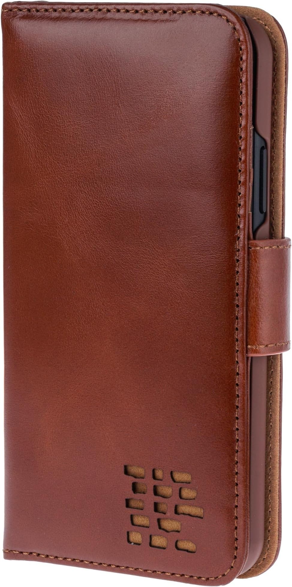 Ed Hicks iPhone XR Wallet Case | Vintage Brown Real Leather | Secure Closure | Ideal for Right Handed Users | Avoids Card Corruption |