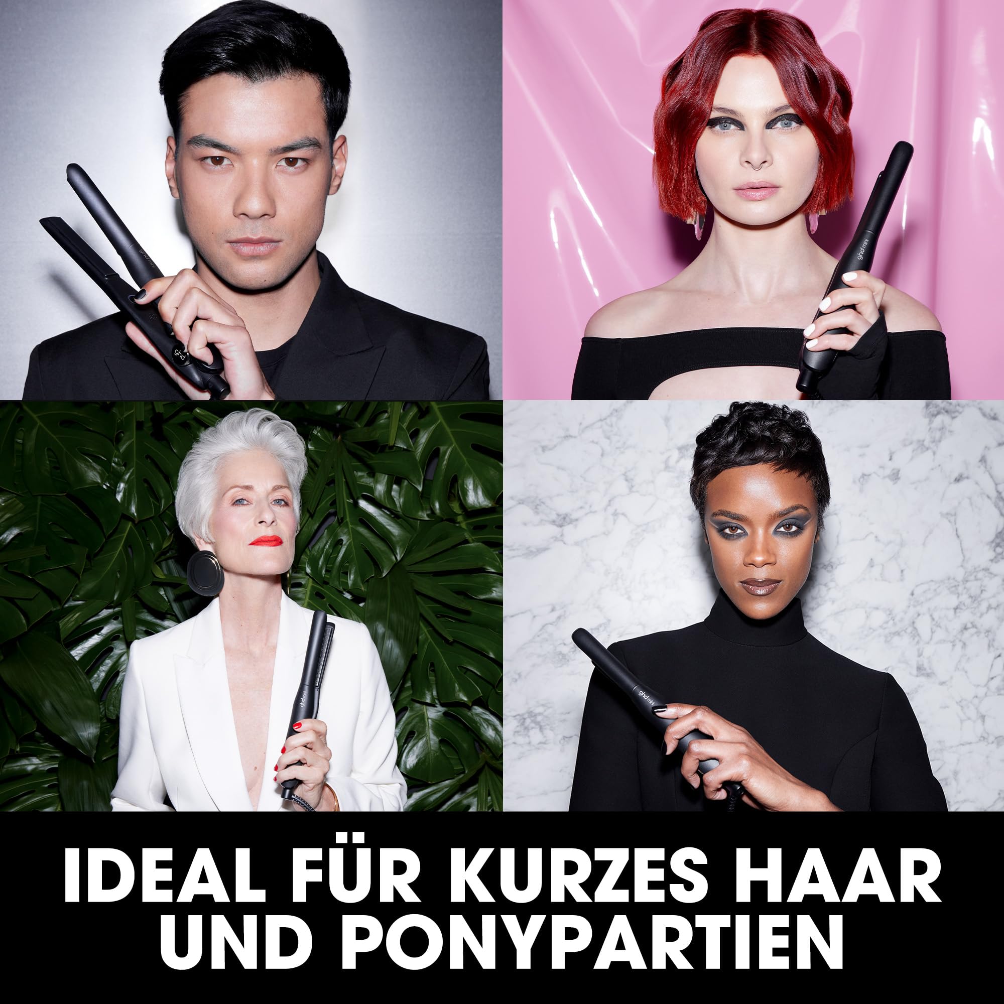 ghd mini Glätteisen für kurze Haare: Mini Glätteisen mit 15mm schmalen Platten, auch für Ponypartie, präzise Styles und Anti Frizz Finish, ohne extreme Hitzeschäden