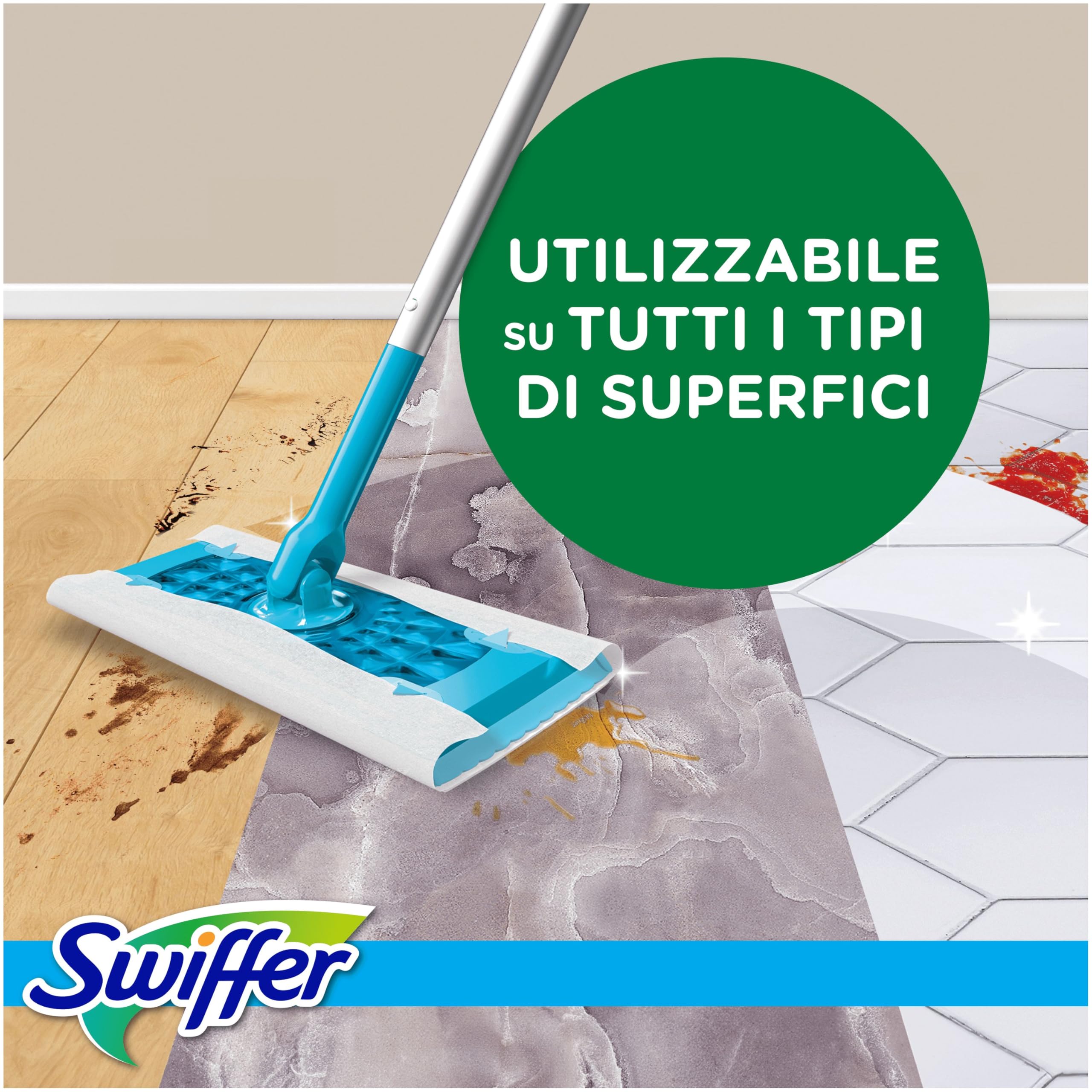 Swiffer Panni Umidi Lavapavimenti, 6x24 Pezzi, Freschezza Mattutina. | Pulizia semplice i rapida
