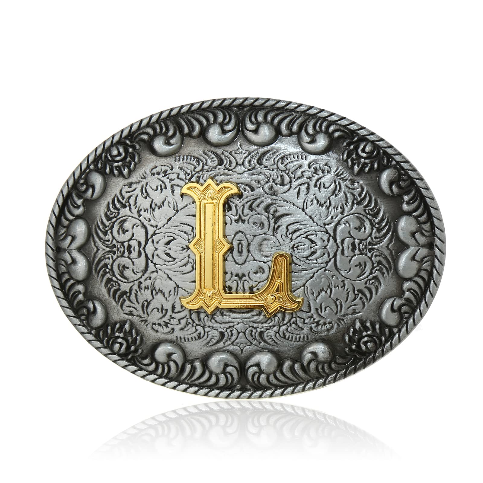 Western Belt Buckle Initial Letters ABC to Z Cowboy Rodeo Novelty Belt Buckle for Men Women-image-29