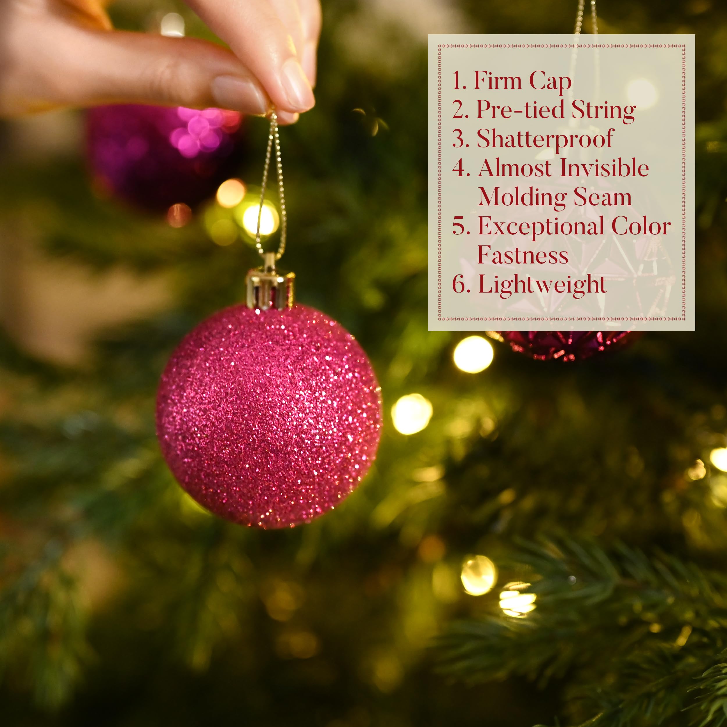 Valery Madelyn Lot de 50 boules de Noël incassables pour sapin de Noël en vrac, 6 cm, décorations à suspendre pour Noël, Saint-Valentin, Saint-Patrick, fêtes de Mardi Gras