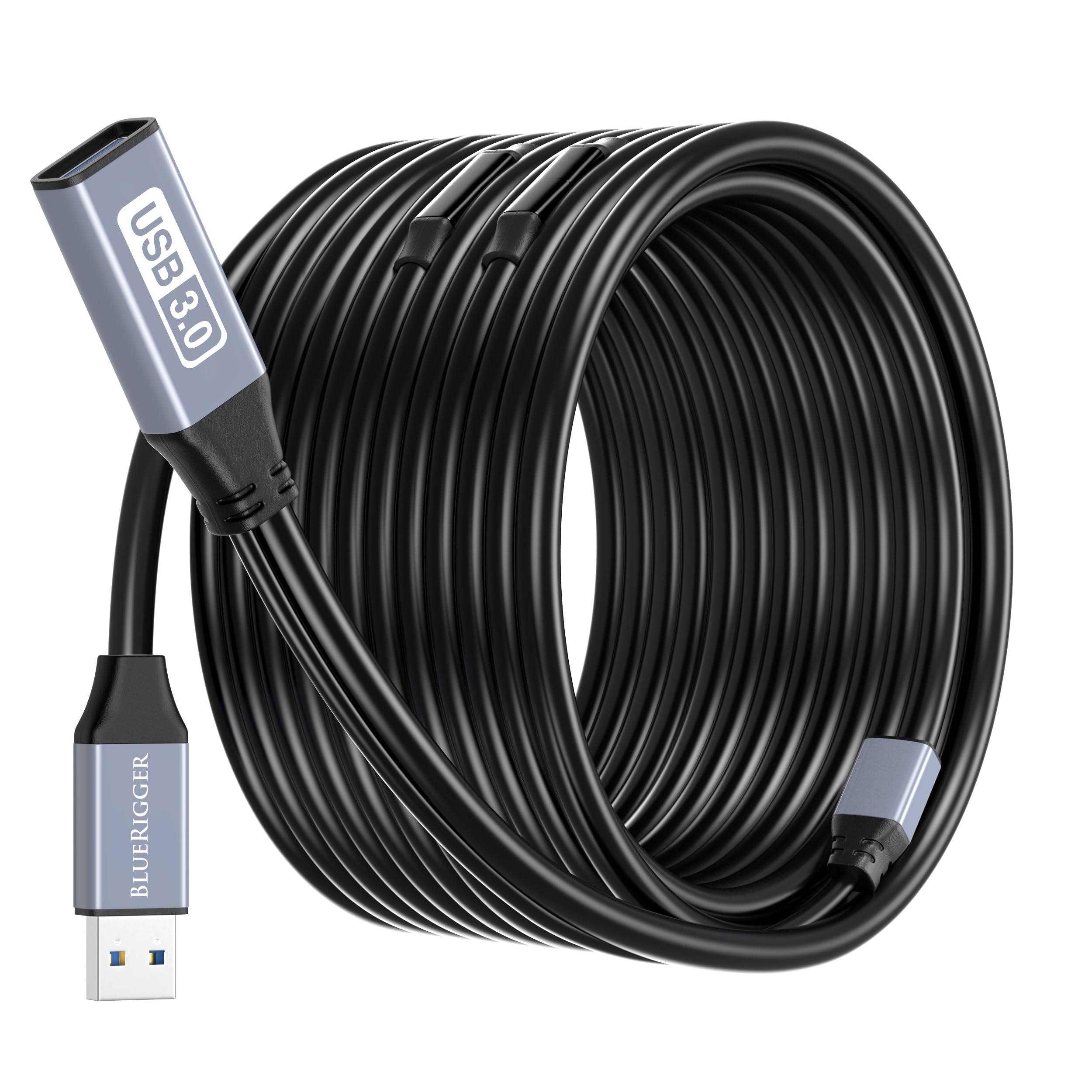BlueRigger USB 3.0 Extension Cable (100FT, Active, 5Gbps, In-Wall CL3 Rated, Type A Male to Female Adapter Cord) - Long USB Repeater Extender for VR Headset, Printer, Hard Drive, Keyboard, Mouse, Xbox