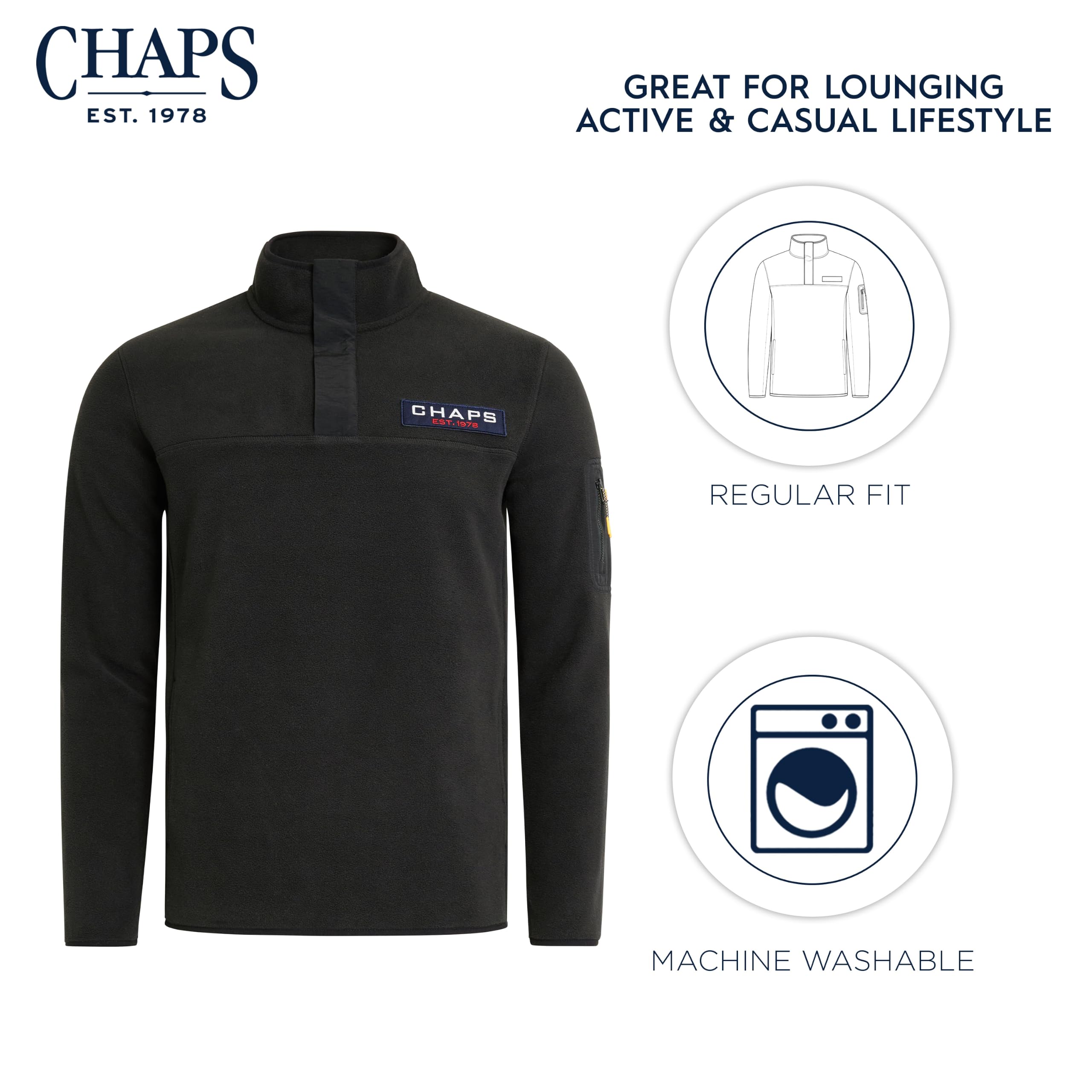 Chaps Heritage Herren-Sweatshirt mit Stehkragen, Polarfleece, Viertelreißverschluss