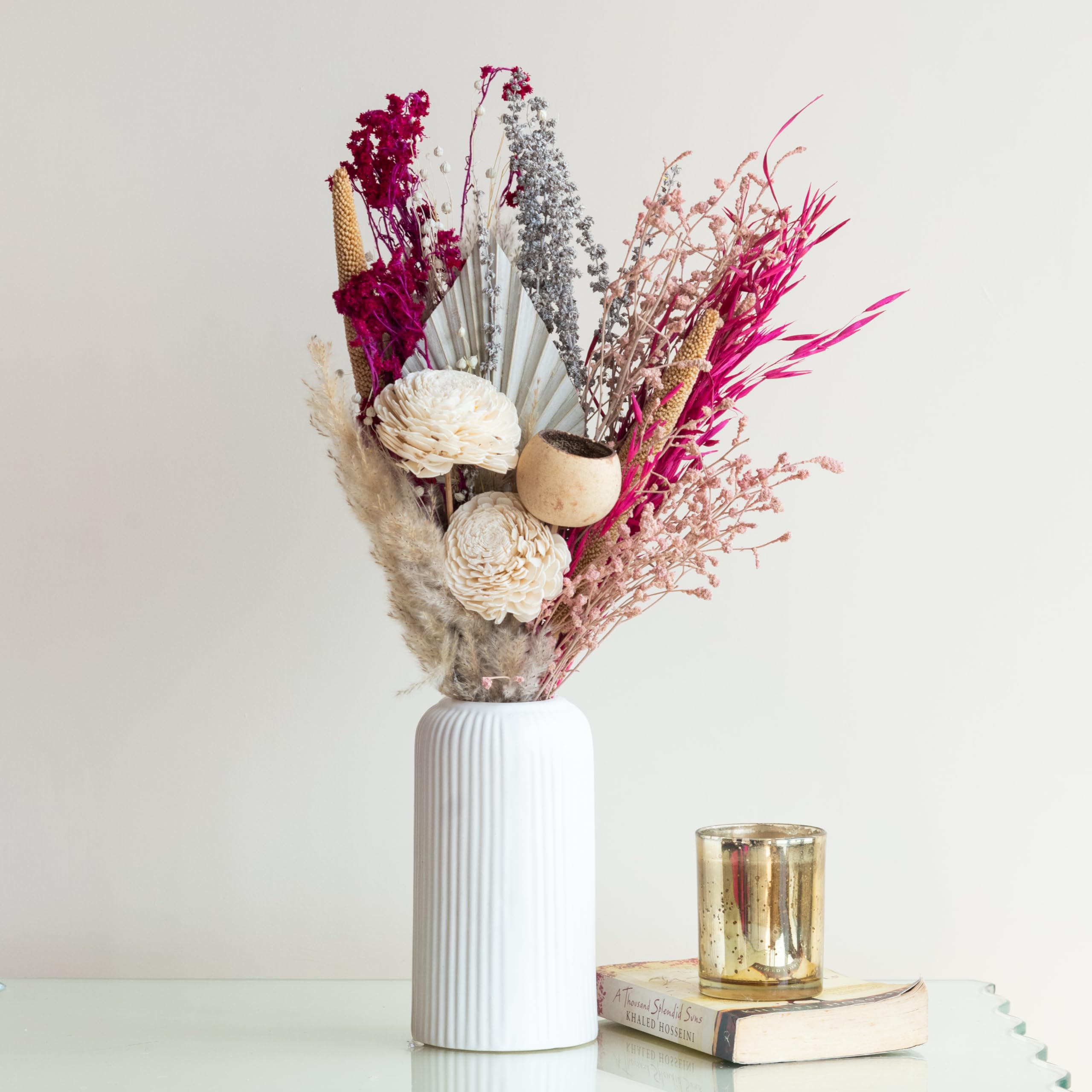 Flowers and Fillers Natural Dried Flower for Vase Blush Breeze Bunch | Eco-Friendly Flowers for Home Decoration, Office, Bedroom, Table Decor and Art Craft Items Corner (Without Vase Pot)