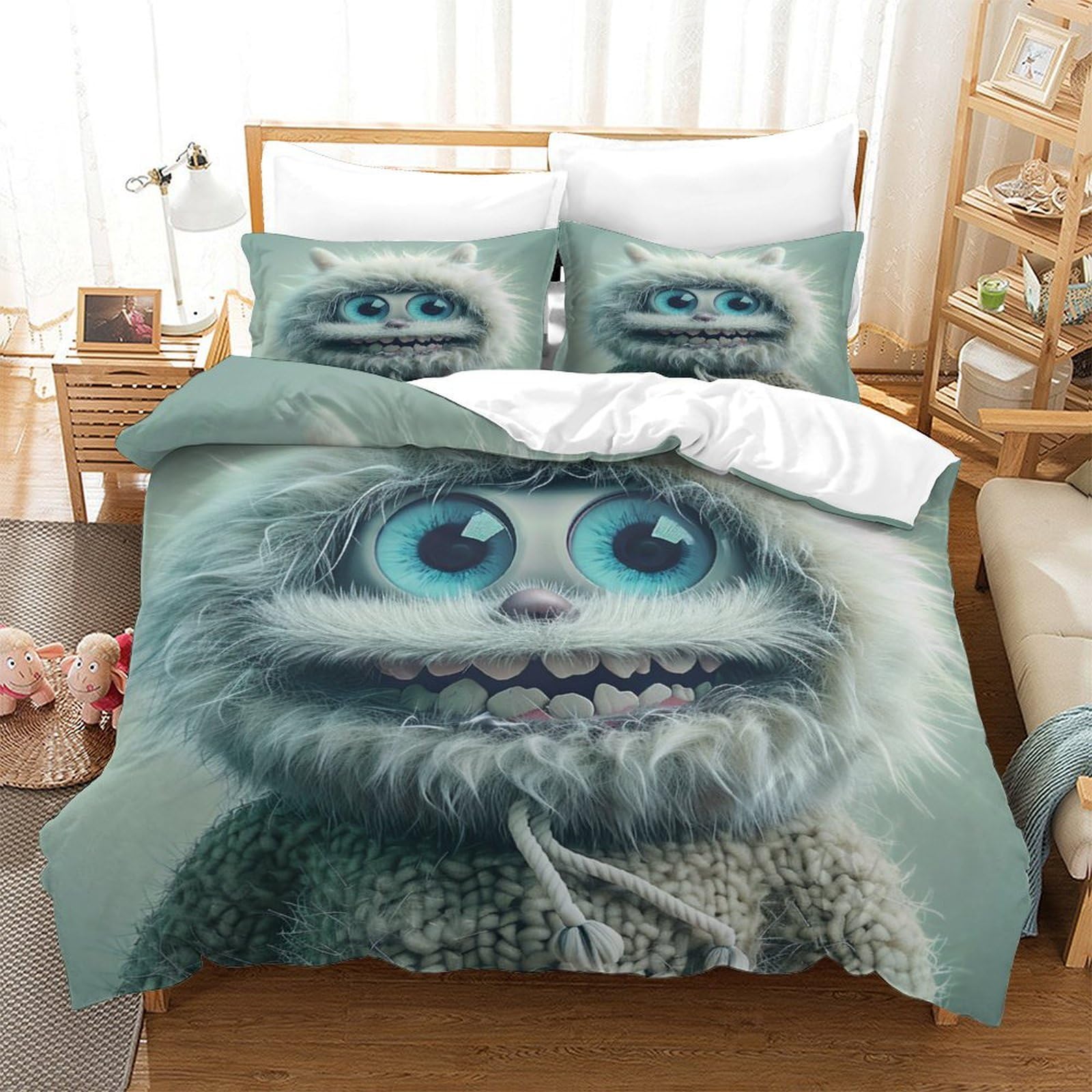 QPIRINMEX Cartoon Duvet Cover Set Kids Anime Bedding Set for Boys Girls Adults 3 Pieces Quilt Cover Zipper Closure with Pillowcase Single（140x200cm）
