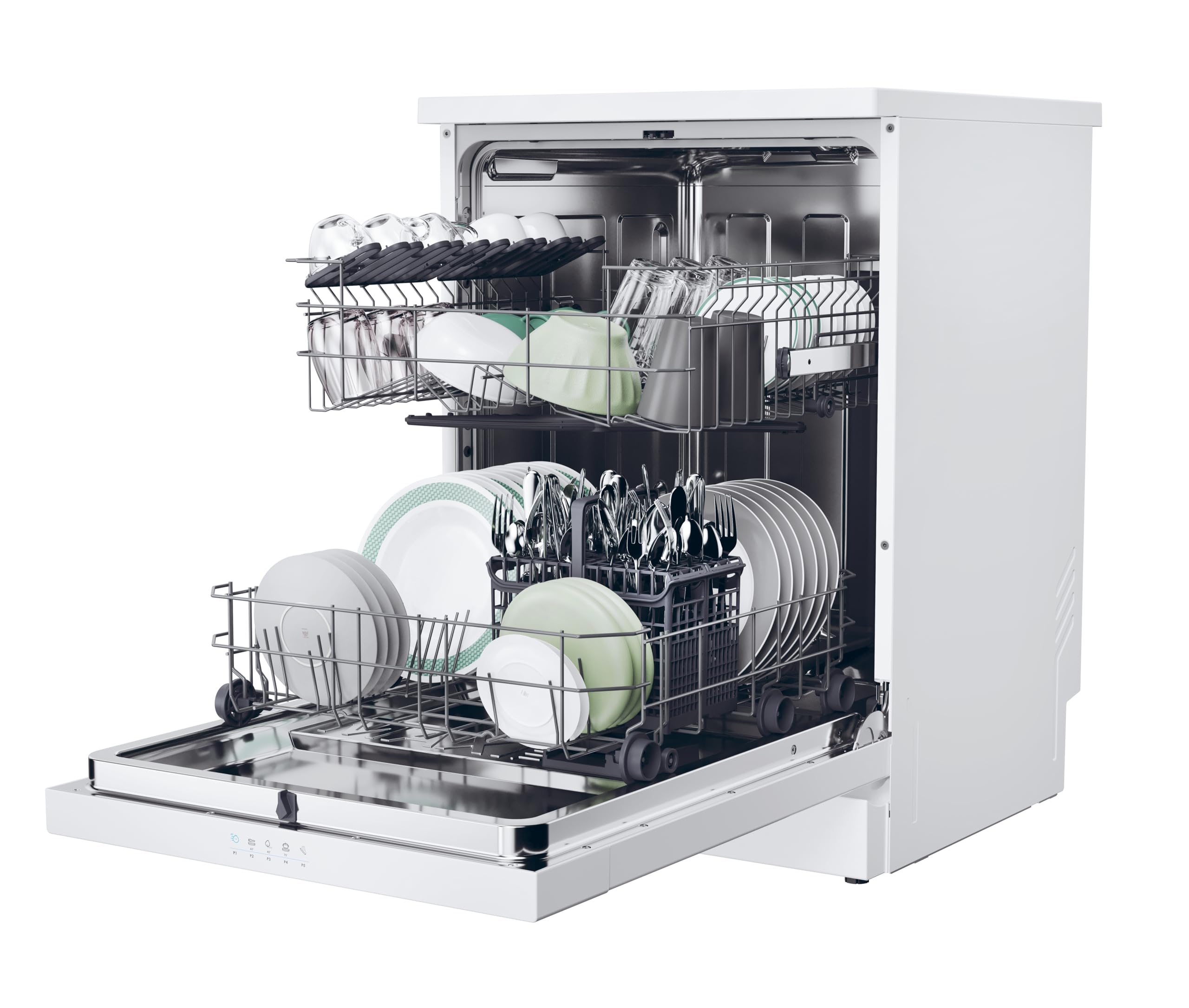 Candy Rapidò CF 3E7E0W Lavavajillas 60 CM, 13 Servicios, Secado por Condensación, 5 Programas, Cesta para Utensilios Grandes, Inicio Diferido 3-6-9 H, Indicador de Sal, 47DB, Blanco