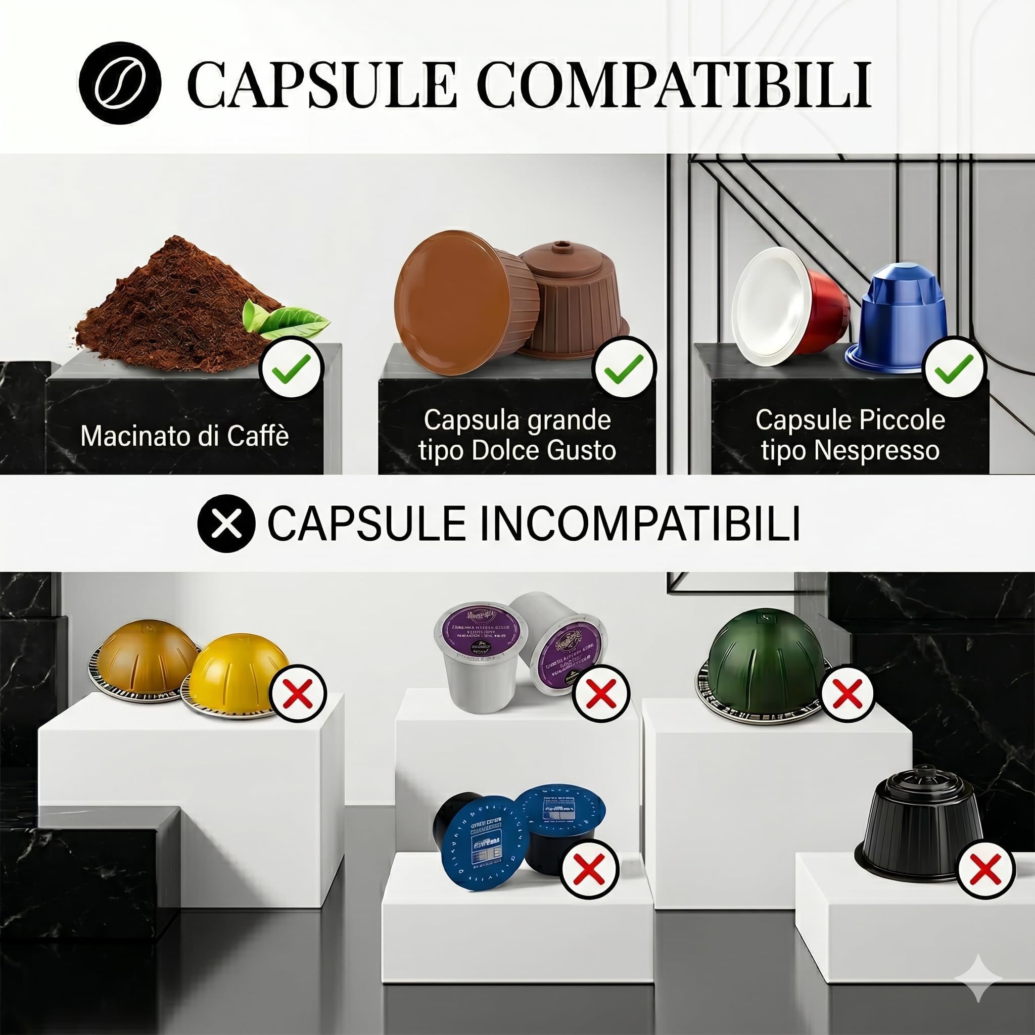 Macchina Caffè Espresso Portatile 3 in 1, Macchina da Caffè Italiana Automatica con Funzione Riscaldamento, Compatibile con Capsule Grandi, Piccole e Polvere, Batteria Ricaricabile USB (Nero)