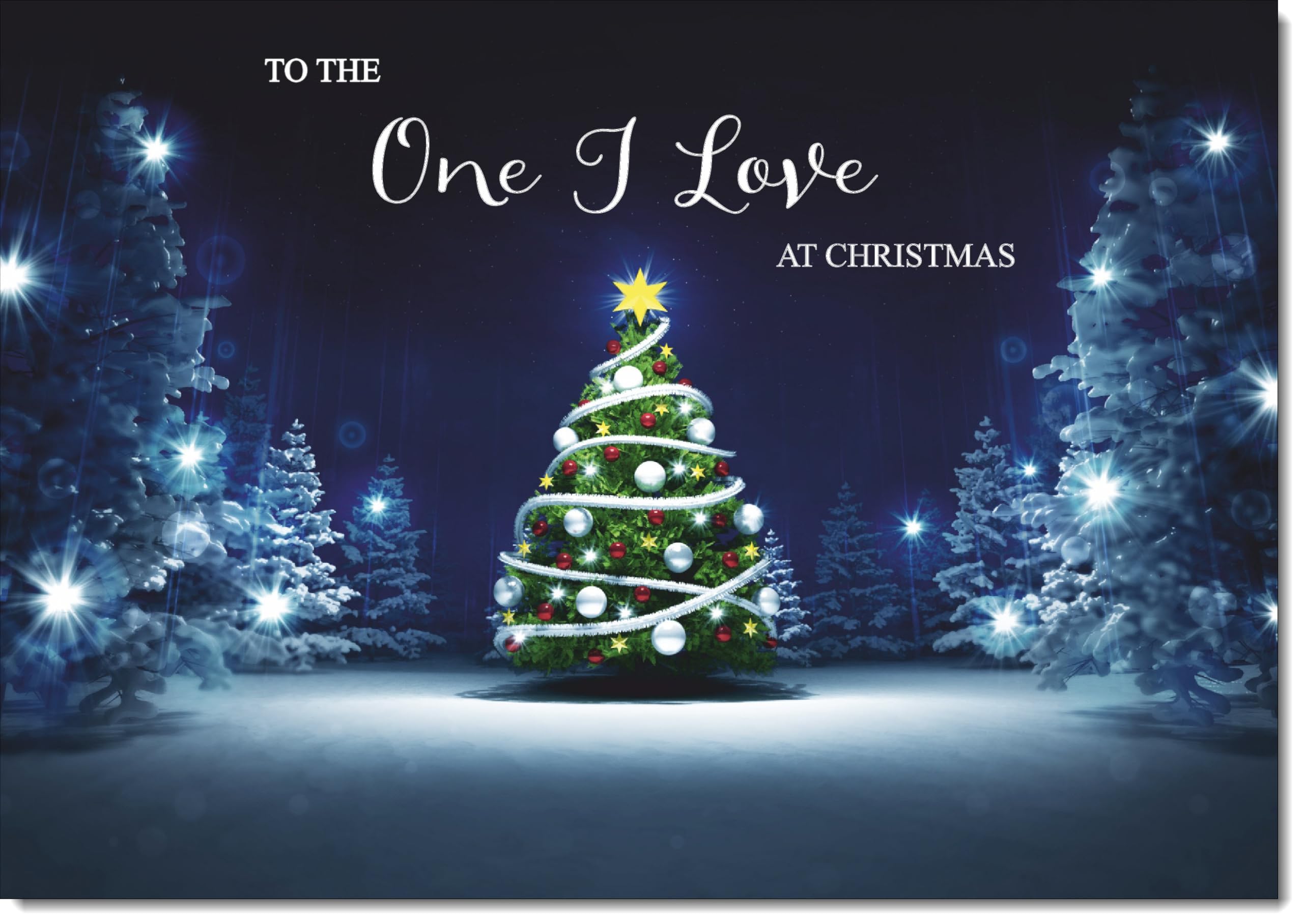 doodlecards One I Love Christmas Card Tree in Dark Sky Large A4 Size Christmas Card for One I Love with Plain Envelope — image 1