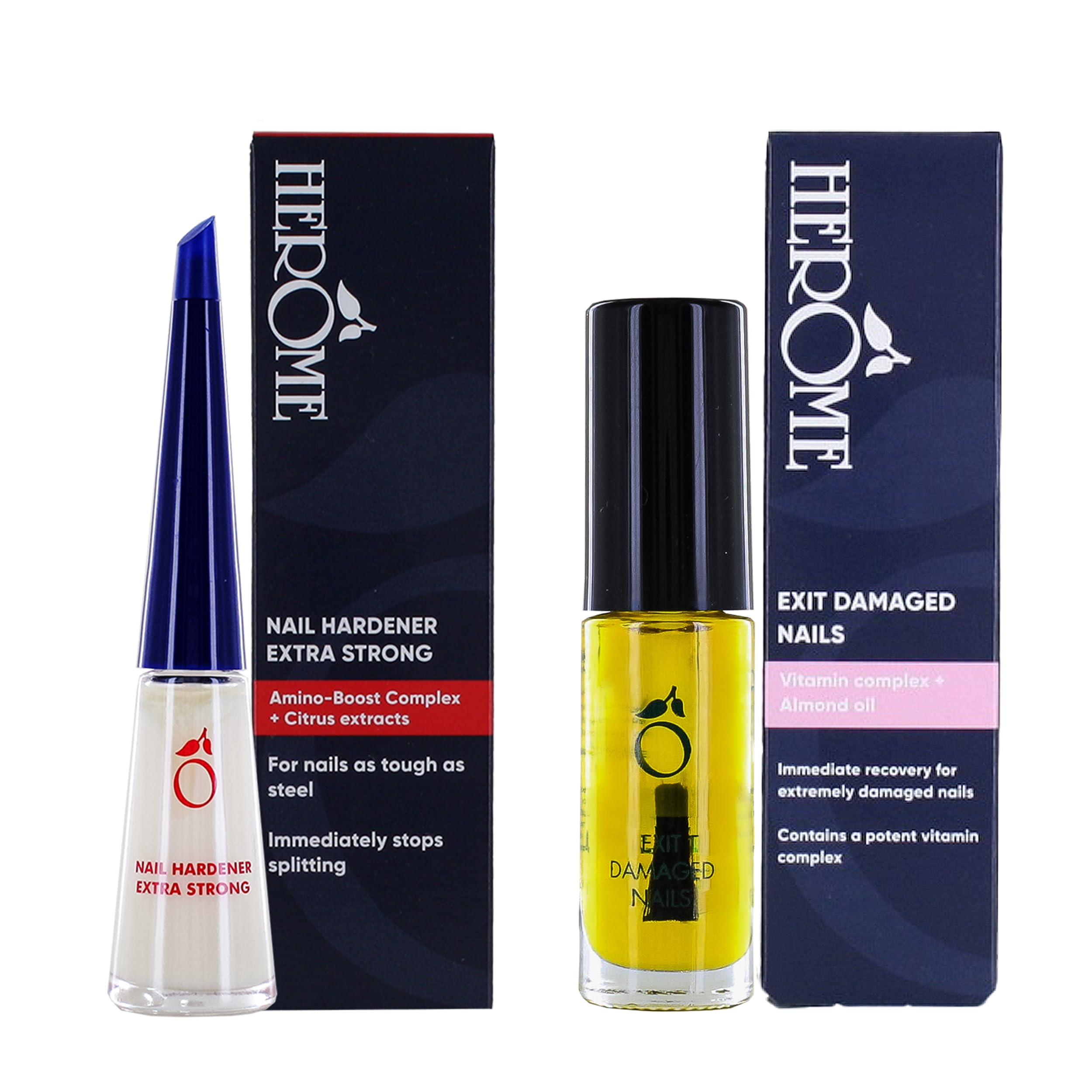 Herome Combi-Pack Soin SOS Ongles – Traitement Réparateur pour Ongles Abîmés & Cassants – Fortifiant & Colle Réparatrice – Résultats Visibles en 30 Jours
