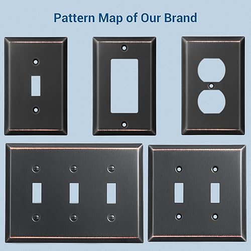 Miniatura 7 de DEWENWILS Placa de pared de salida dúplex, placas de pared de metal para toma de corriente, cubierta de interruptor de bronce envejecido, paquete de