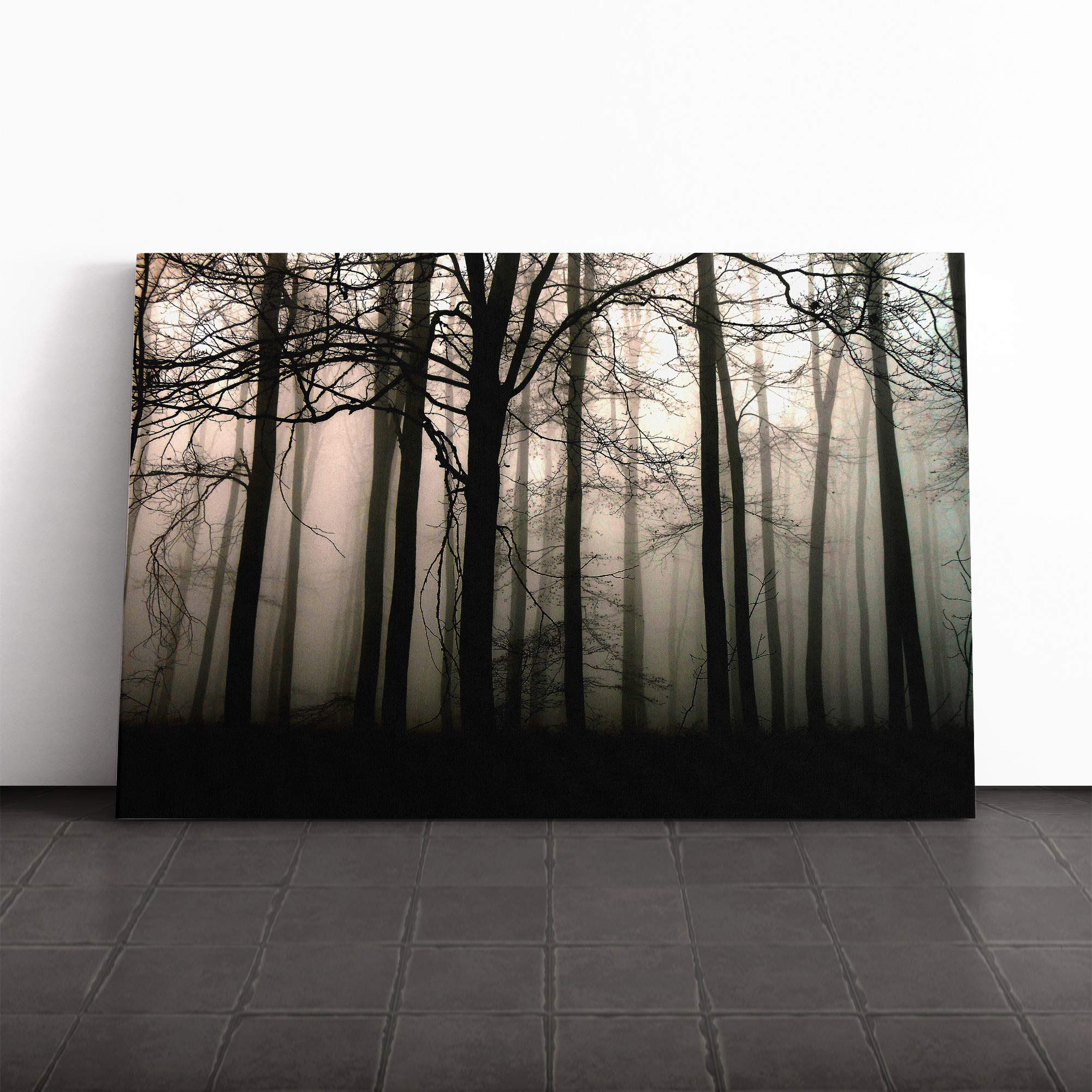 Landscape Sunlight Through Forest Woodland (2) Canvas Print | Gallery Wrapped 30mm Frame Wall Art | 30x20 inches | Ready to Hang | Modern Landscape Picture | Living Room Bedroom Lounge Office