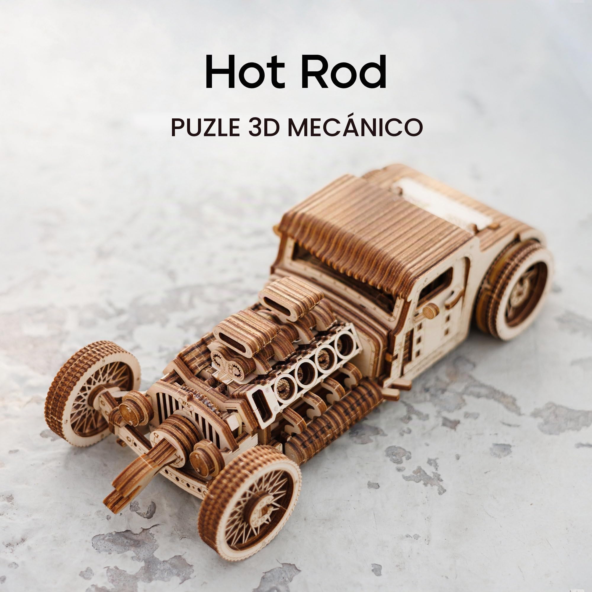 Wood Trick Hot Rod Car Puzzle 3D de Madera para Adultos para Construir