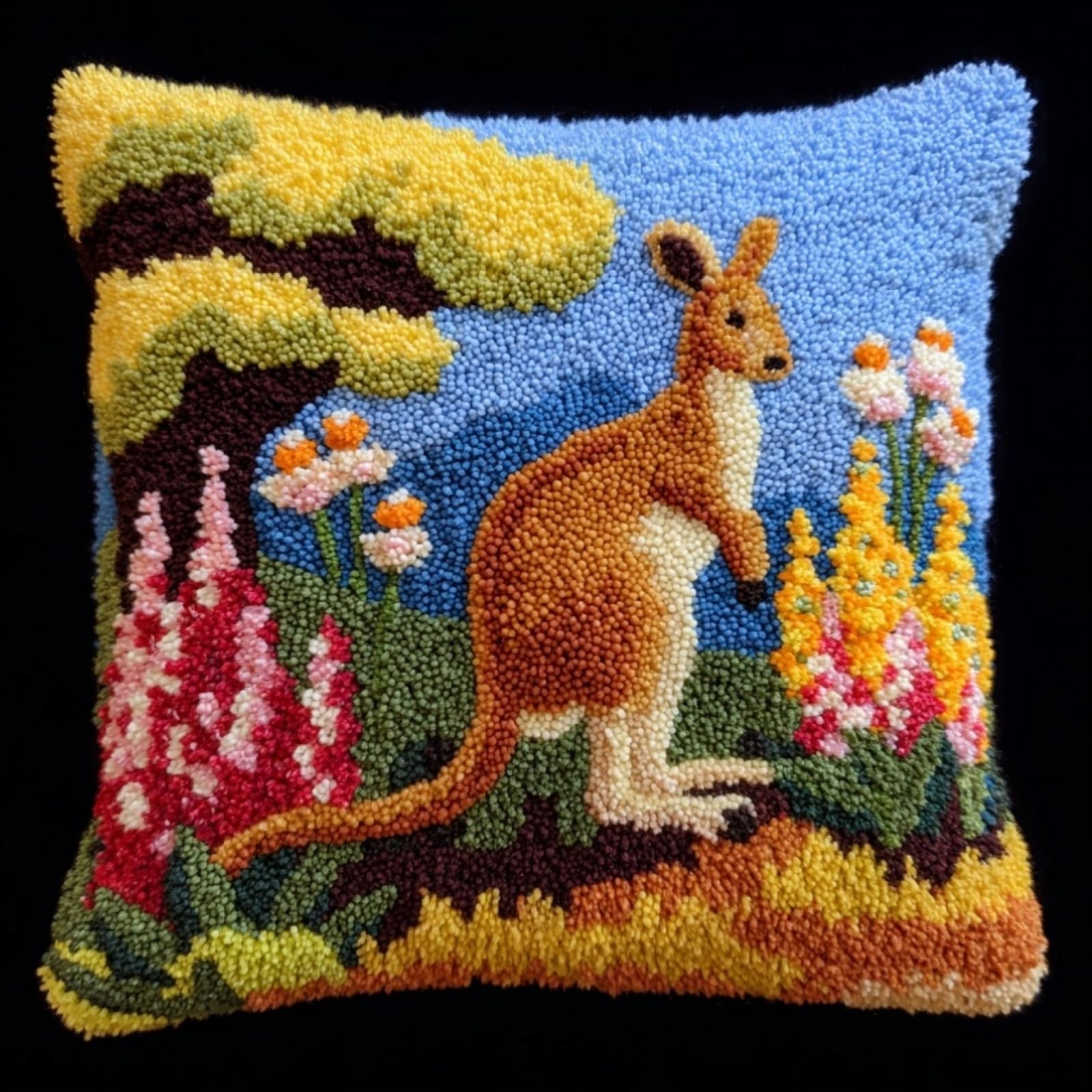 AxiangziK Latch Hook Kit for Adults 43x43cm,Flowers and Kangaroos