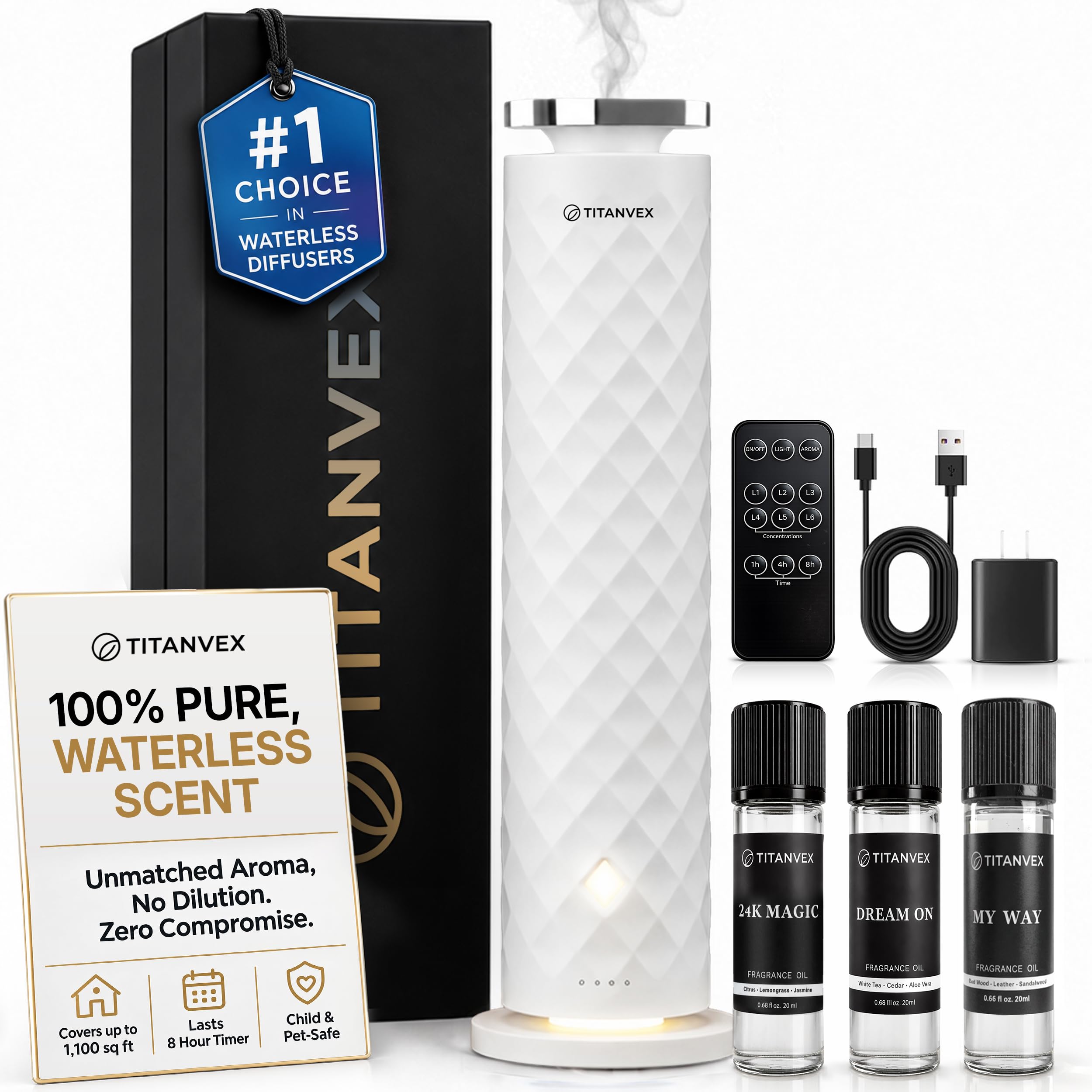 Waterless Diffuser for Home - Cordless Hotel Cold Air Oil Diffuser