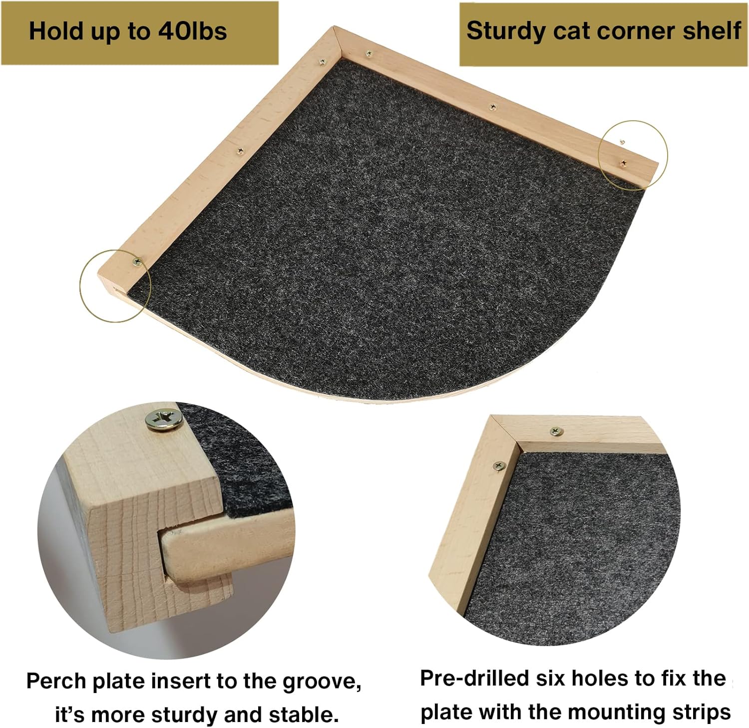 review Cat Hammock for Indoor Cat Wall Perch Set with 2 Steps, Wall Mounted Corner Cat Shelves, Cat Wall Bed with Climbing Steps, Wall Cat Climbing Shelf, Cat Scratching Post