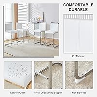 Vista 3 de Counter Height Bar Stools Set of 2,25" Modern Bar Stools Set of 2,White Faux Leather Bar Stool with Back,Sturdy Silver Chrome Footrest,Counter