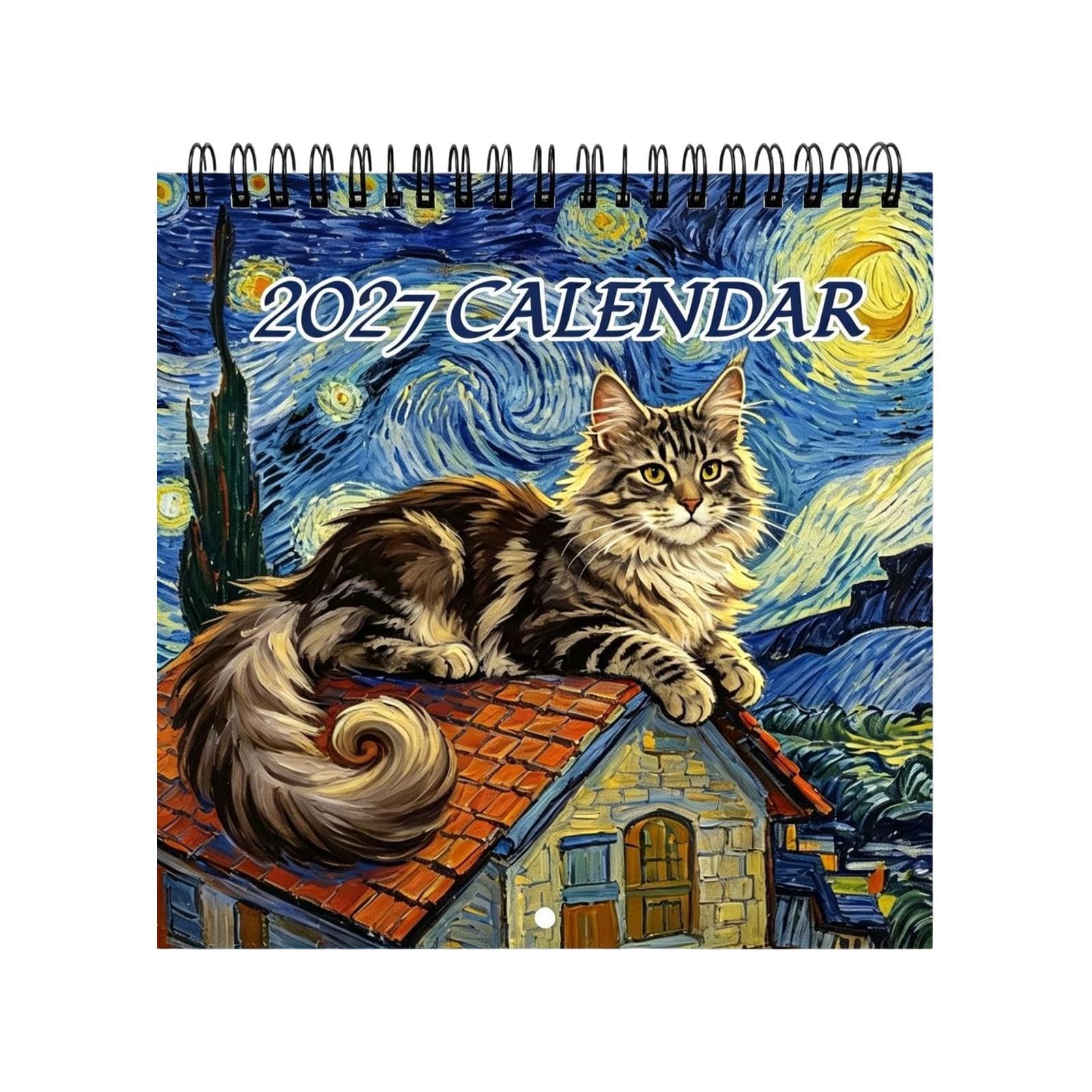 Funny Cat Calendar 2027, Famous Painting Cats Wall Hanging Calendar