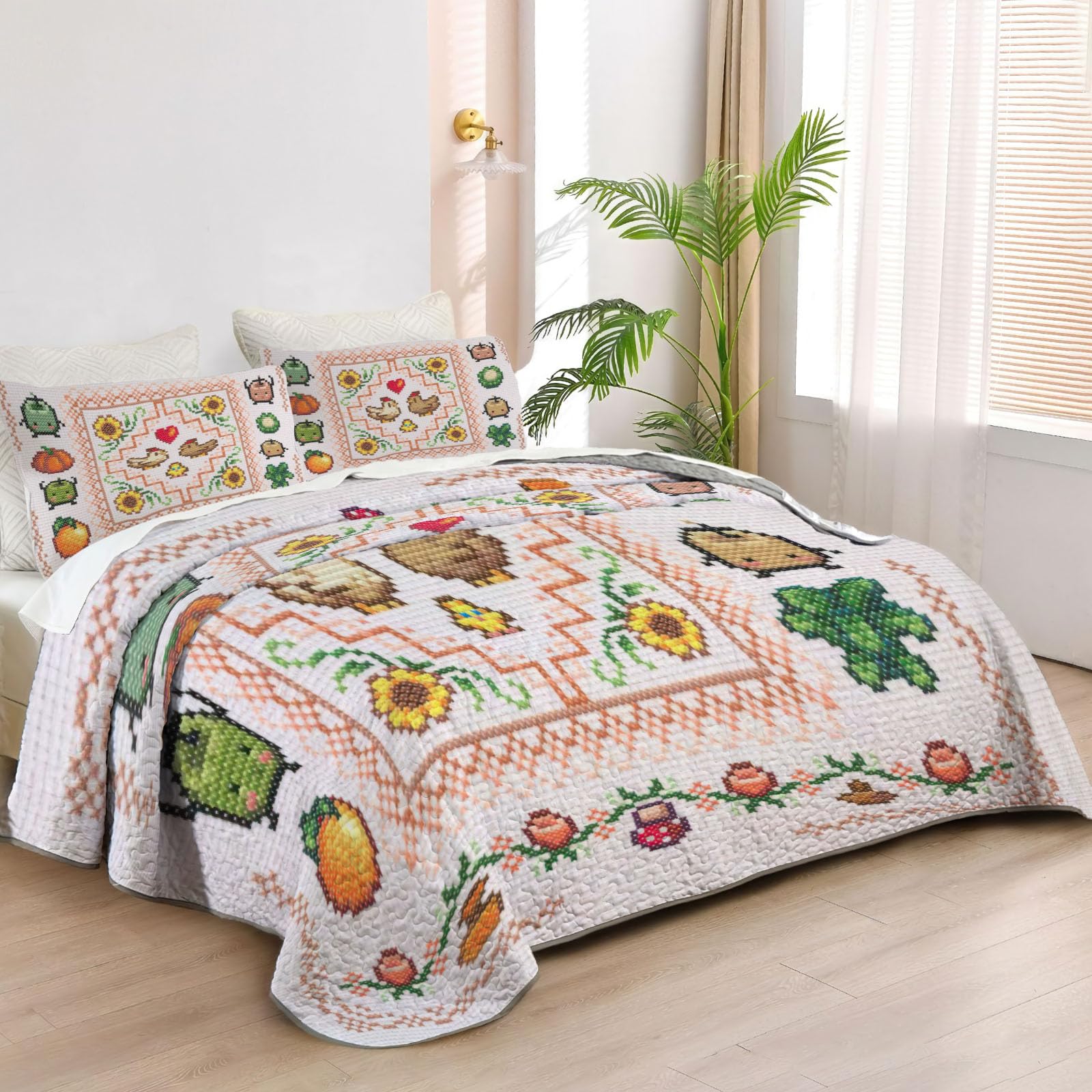 Allenjoy SC00094-007 Bettwäsche-Set für Doppelbett, Motiv: Landwirtschaft, Abenteuer, Bettwäsche, Bettbezug, Stoff, waschbar mit 1 Kissenbezug