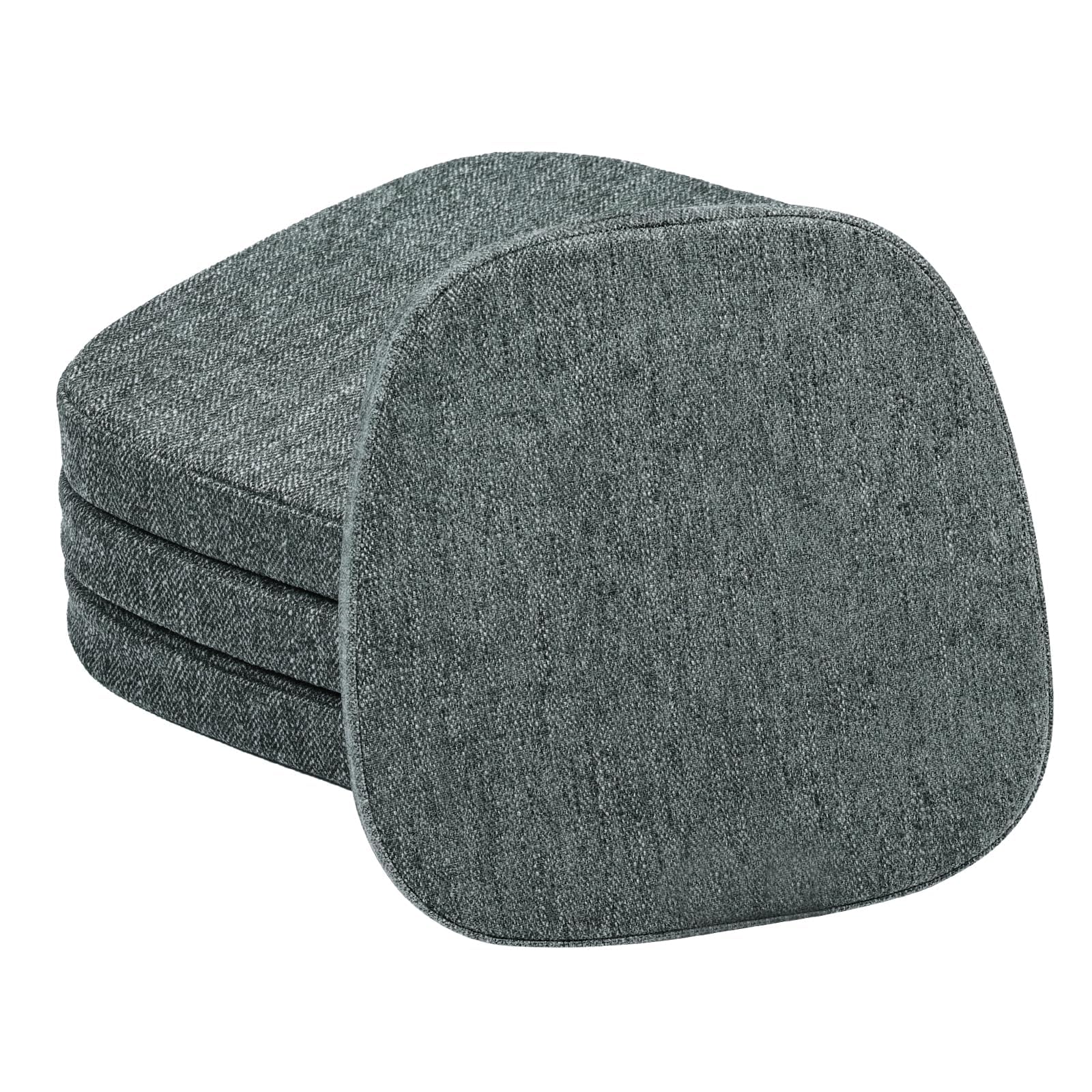baibu 14x14 Memory Foam Metal Chair Cushions Set of 4, Dual-Layer Design Non-Slip Metal Dining Chair Pads Kitchen Seat Cushion with Machine Washable Cover, 4 Counts, Dark Grey
