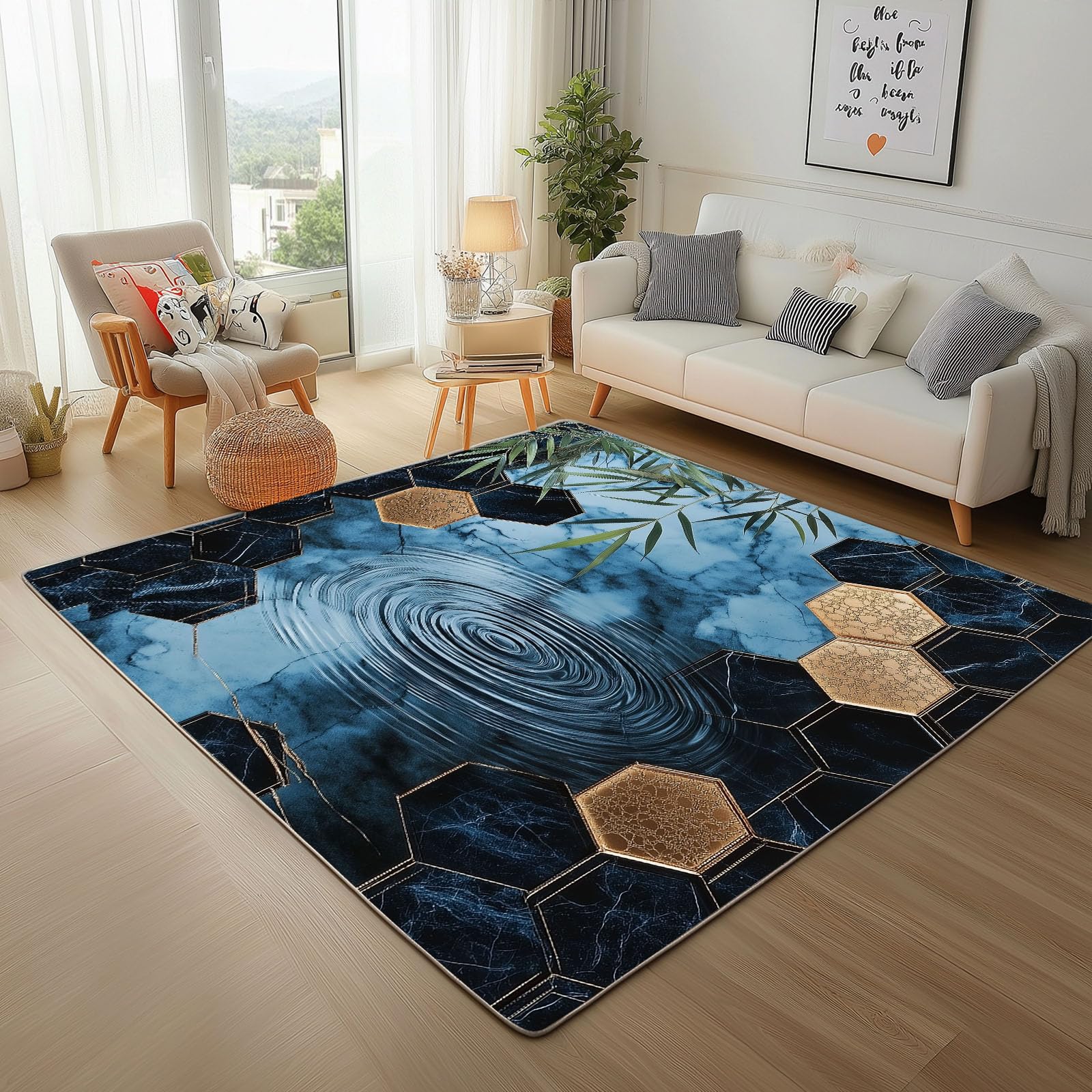 Tapis antidérapant 160x230cm à poil ras doux pour intérieur et extérieur